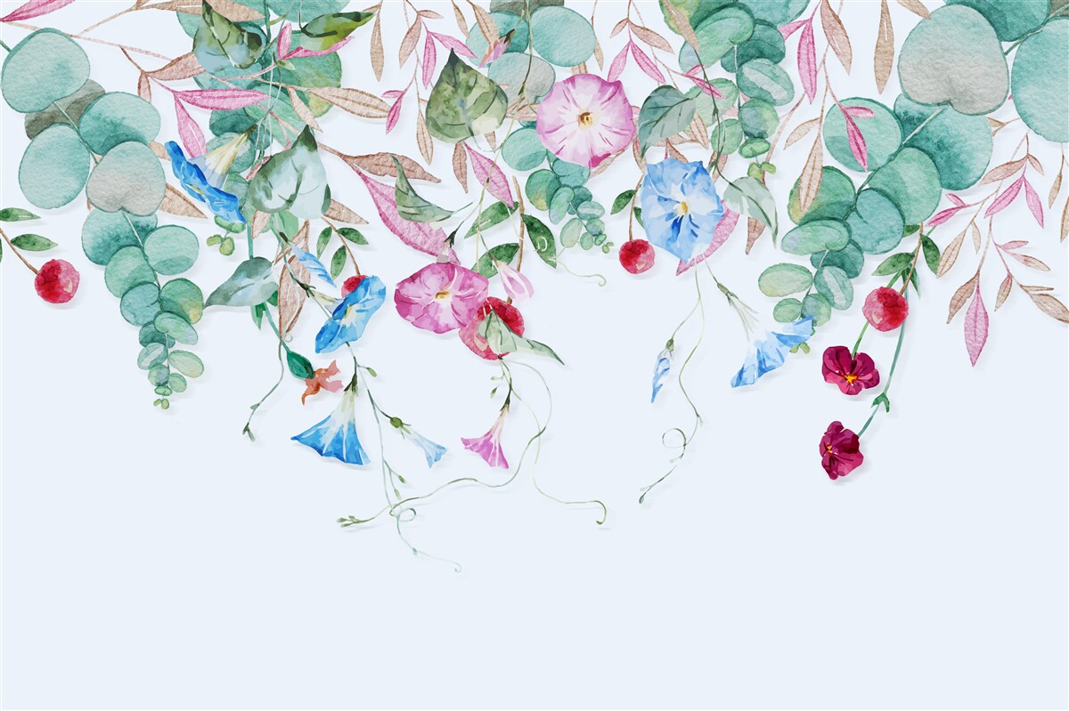 Fotobehang geurige combinatie van groen en bloemen