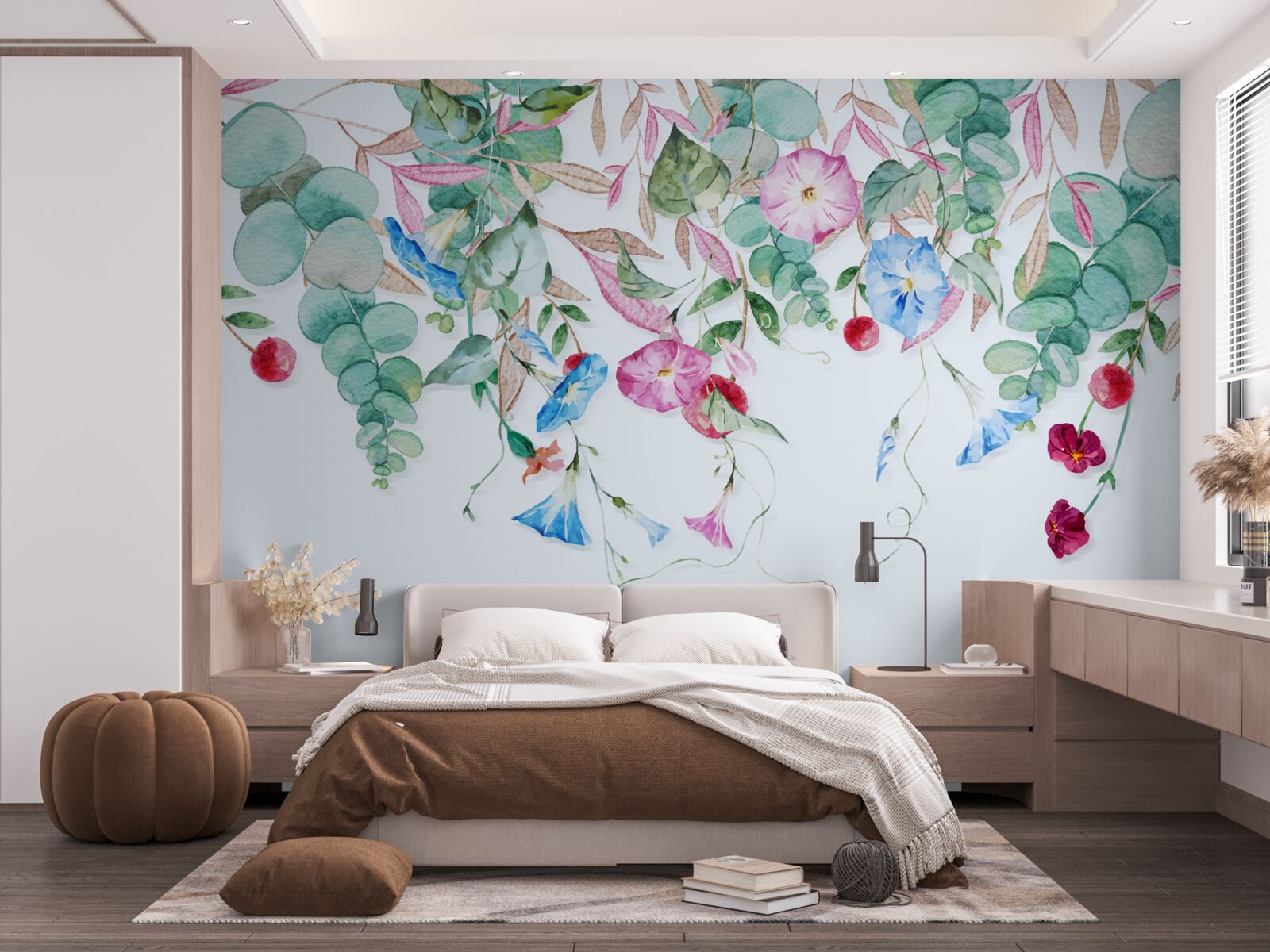 Fotobehang geurige combinatie van groen en bloemen