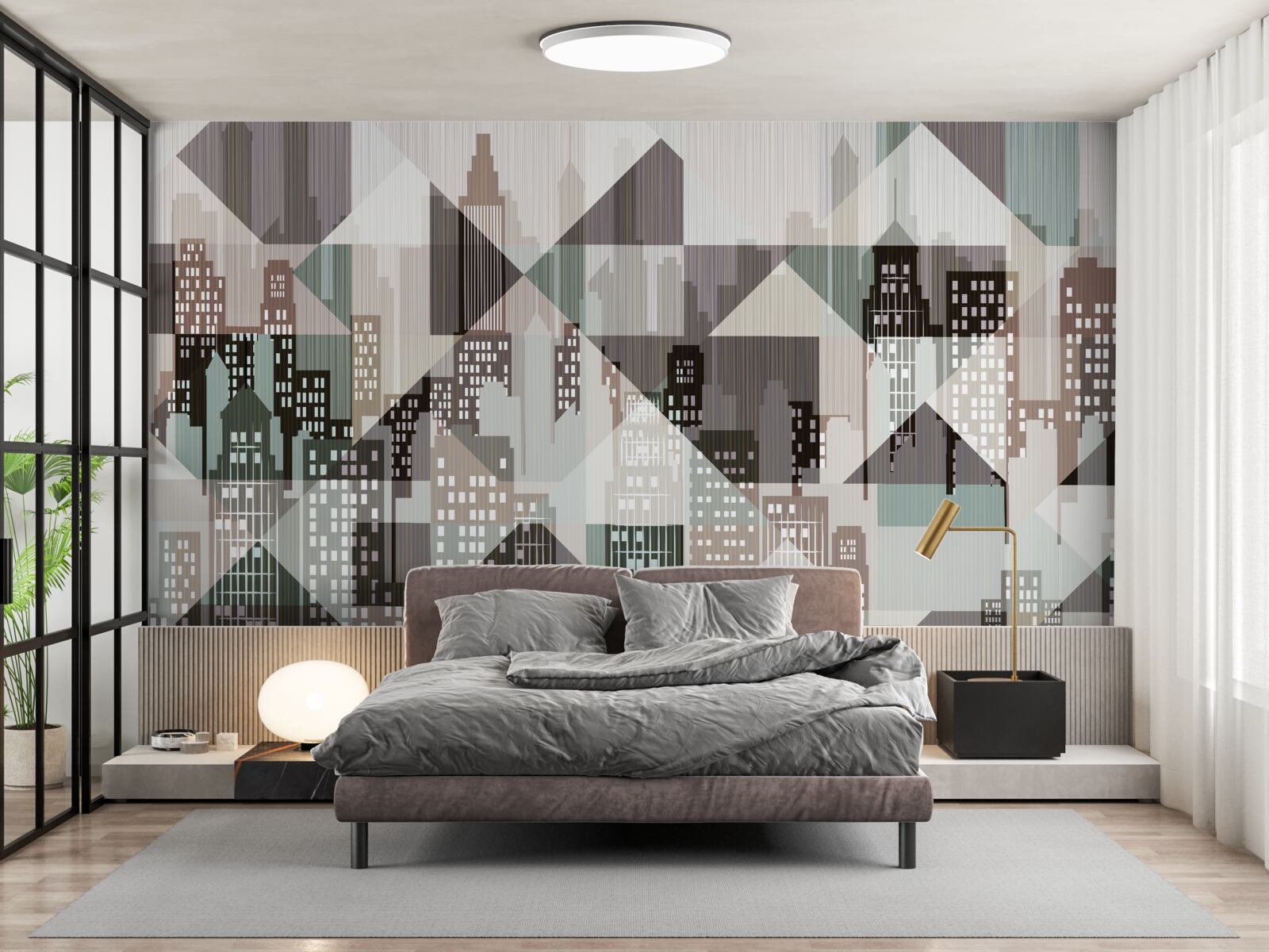 Fotobehang huizen in abstracte stijl