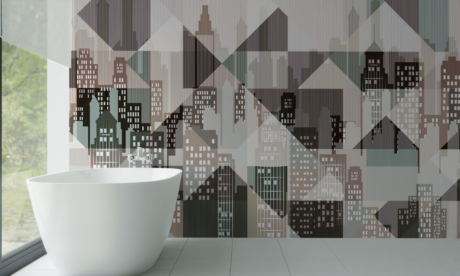 Fotobehang huizen in abstracte stijl