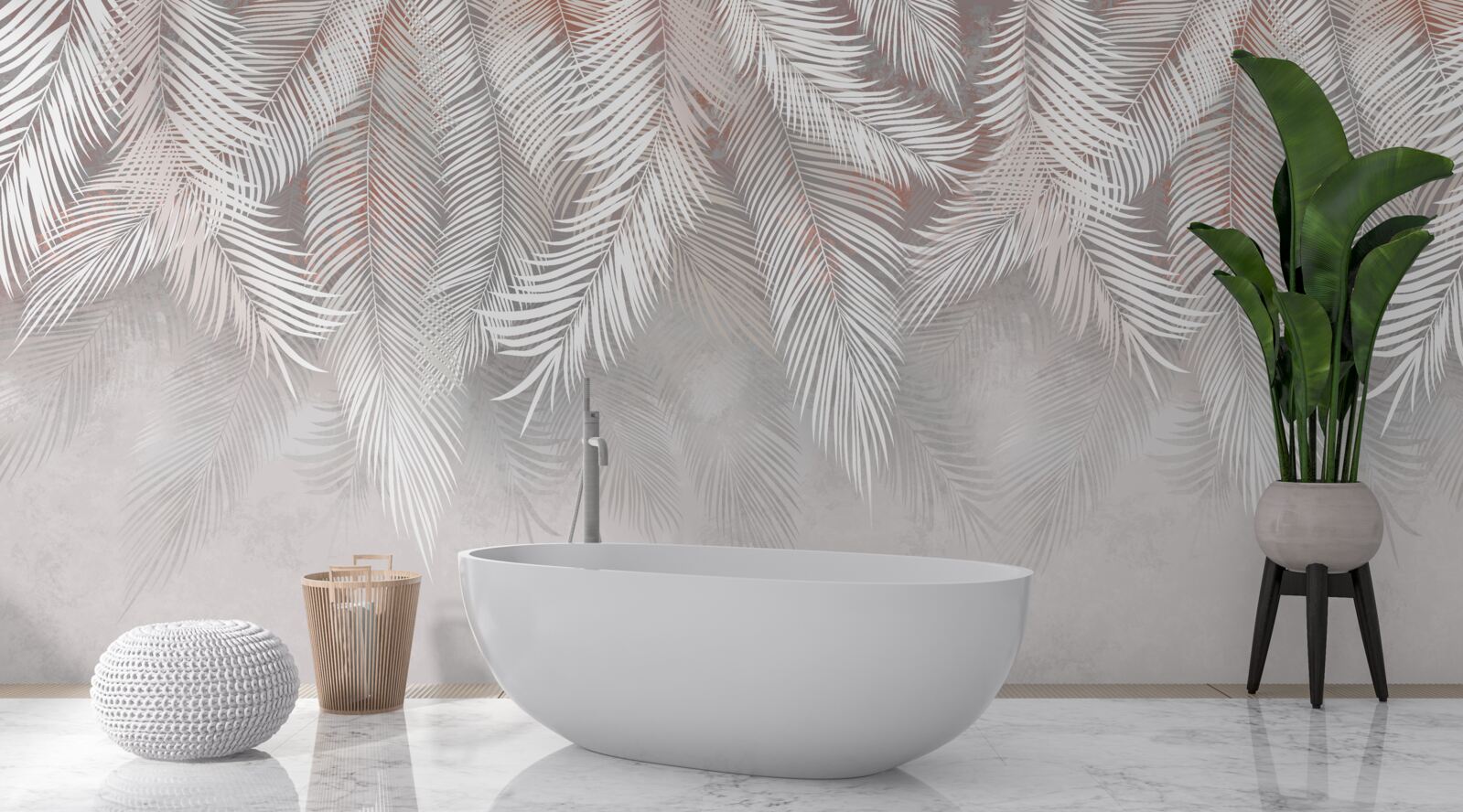 Fotobehang lichtgrijze varentakken