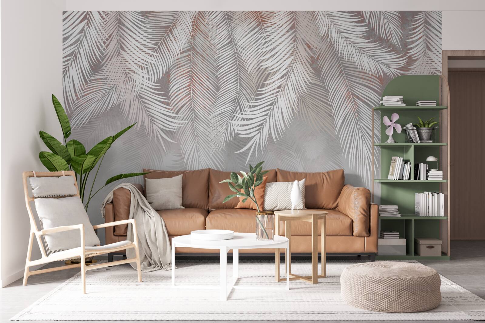 Fotobehang lichtgrijze varentakken