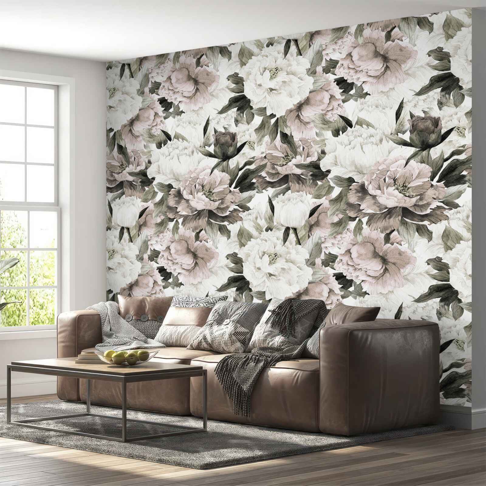 Fotobehang lichte knoppen in een bloemcompositie