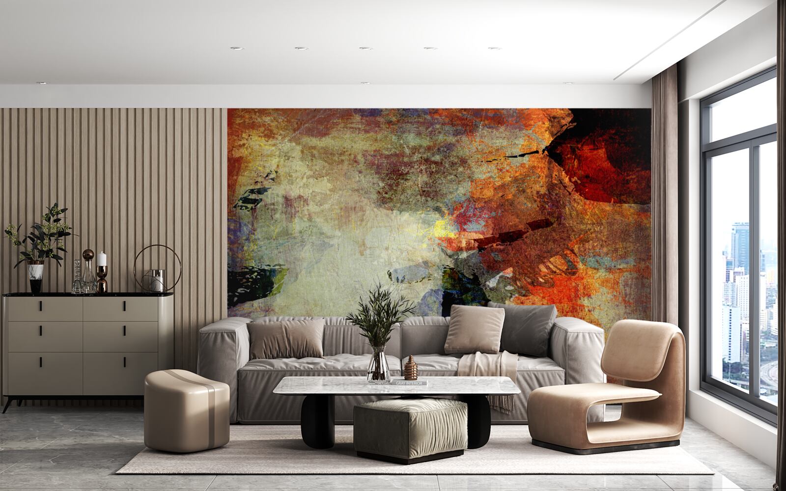 Fotobehang herfstkleuren op een heldere achtergrond