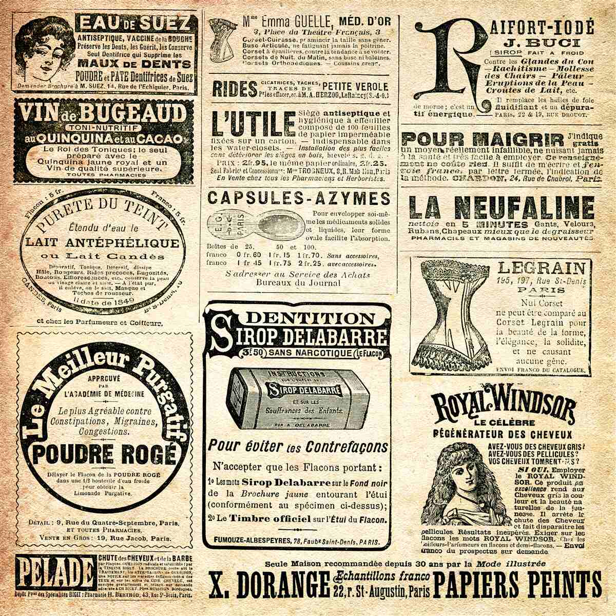 Fotobehang editie met tekst en stempels