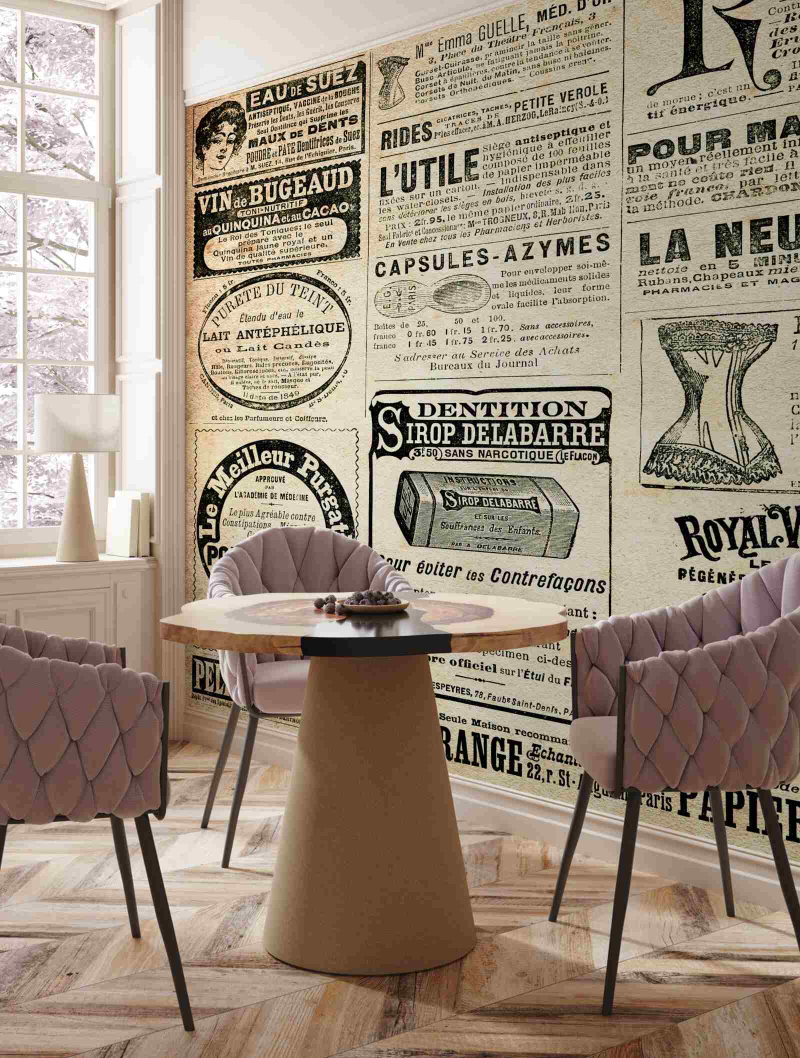 Fotobehang editie met tekst en stempels