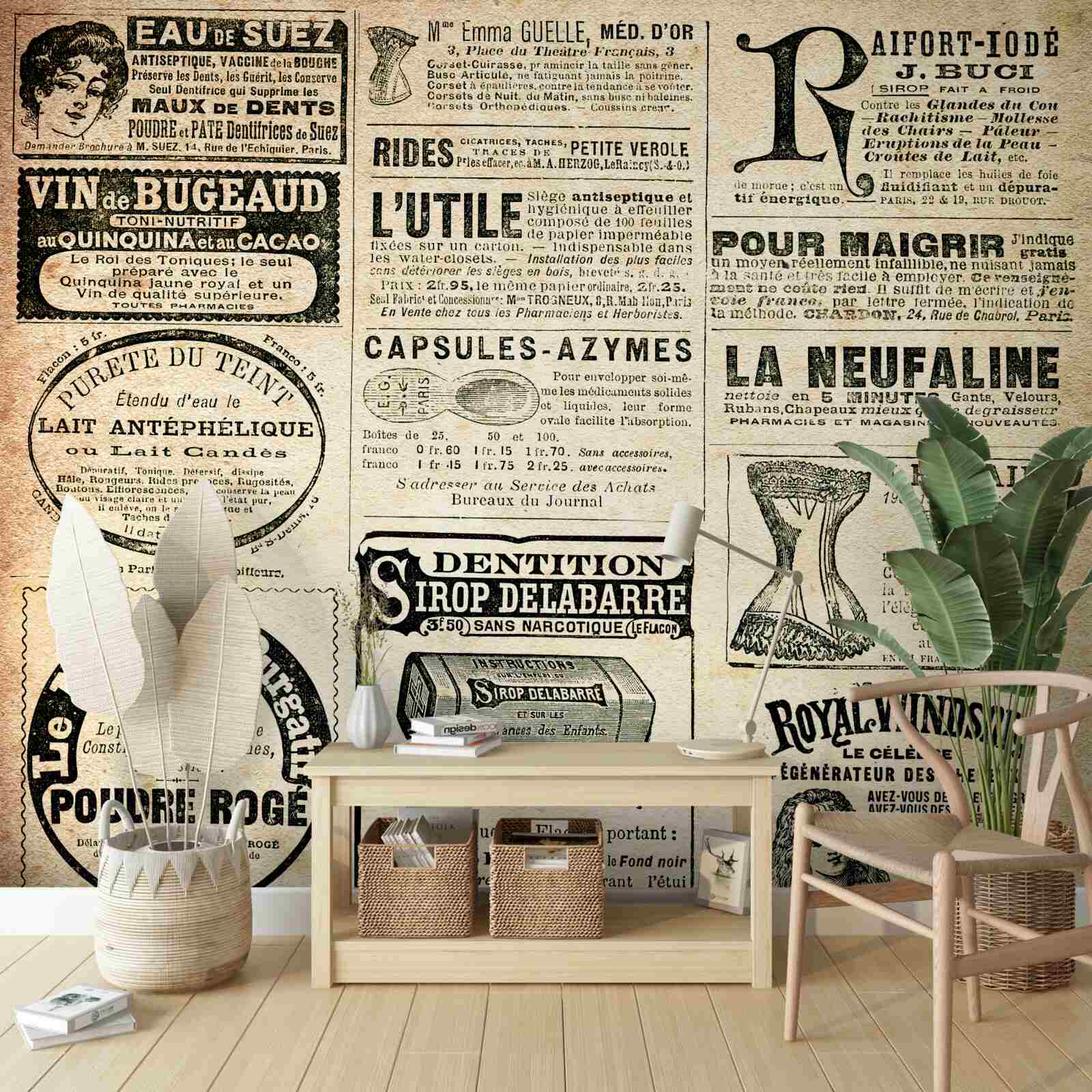 Fotobehang editie met tekst en stempels