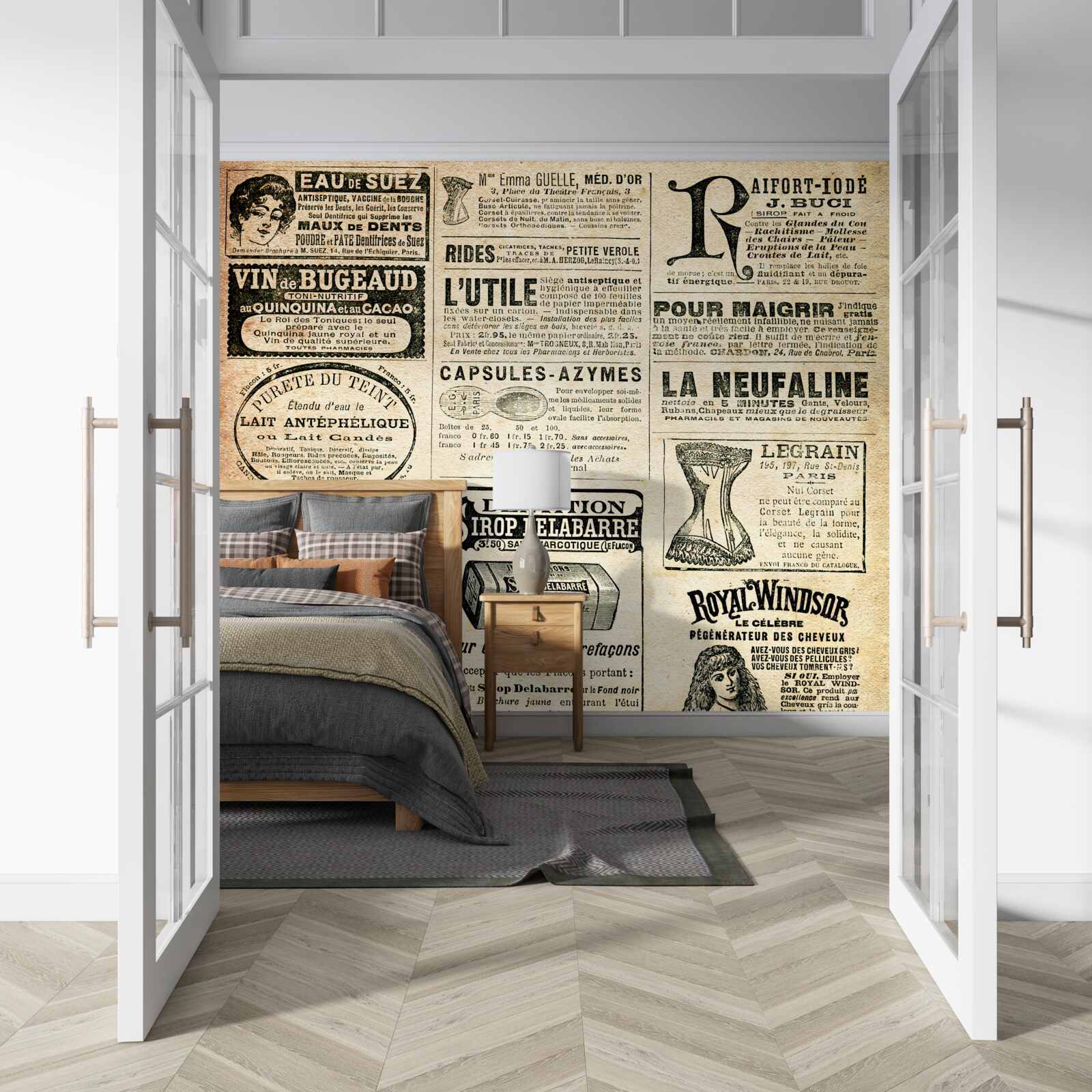 Fotobehang editie met tekst en stempels