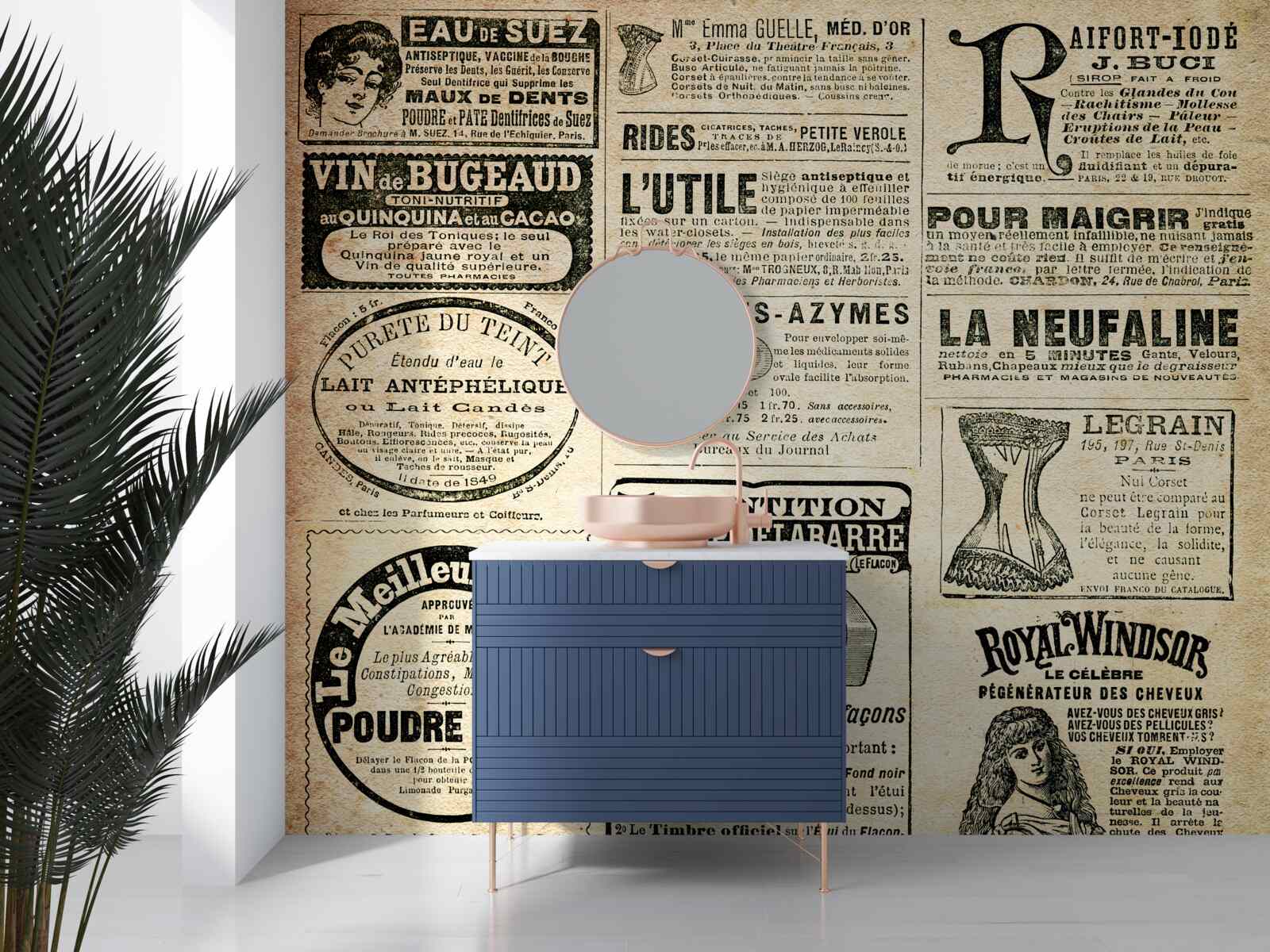 Fotobehang editie met tekst en stempels