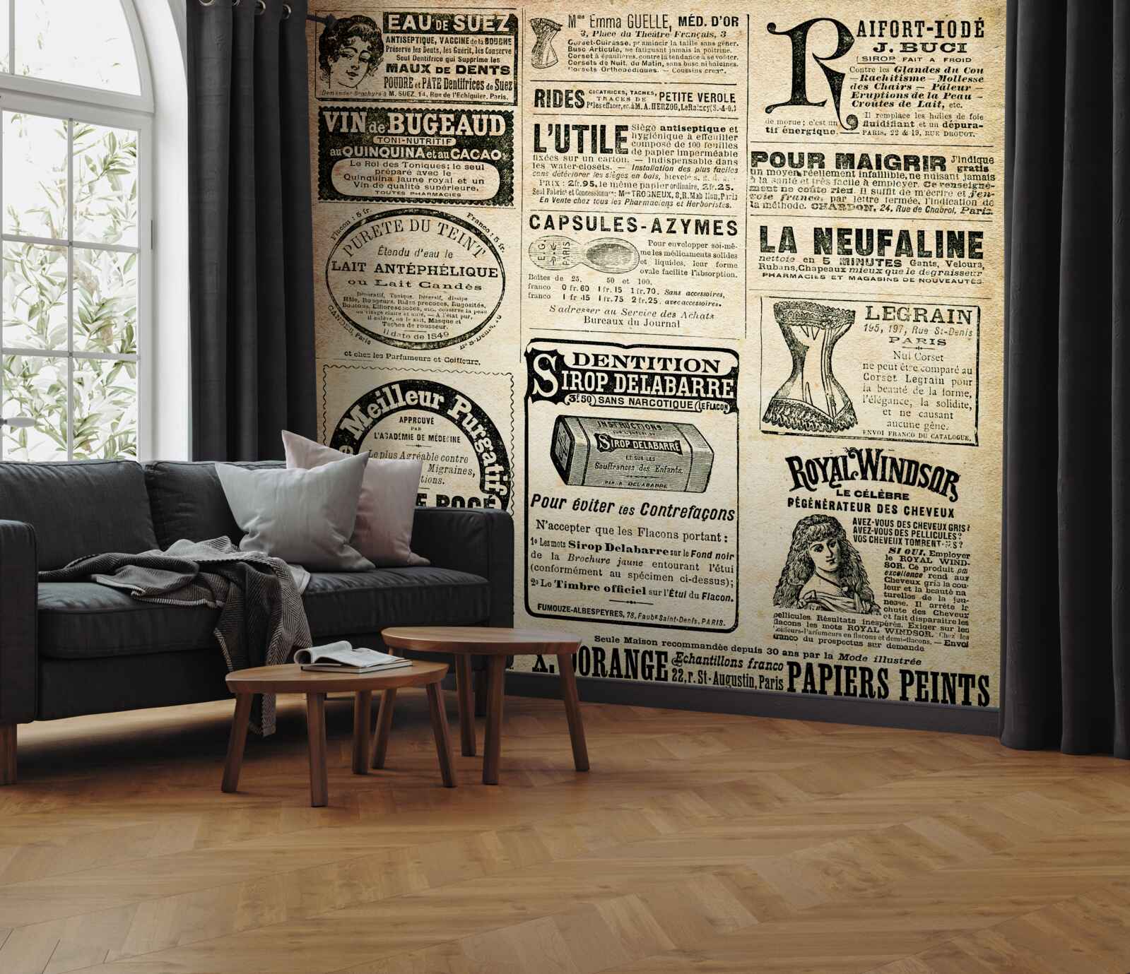 Fotobehang editie met tekst en stempels