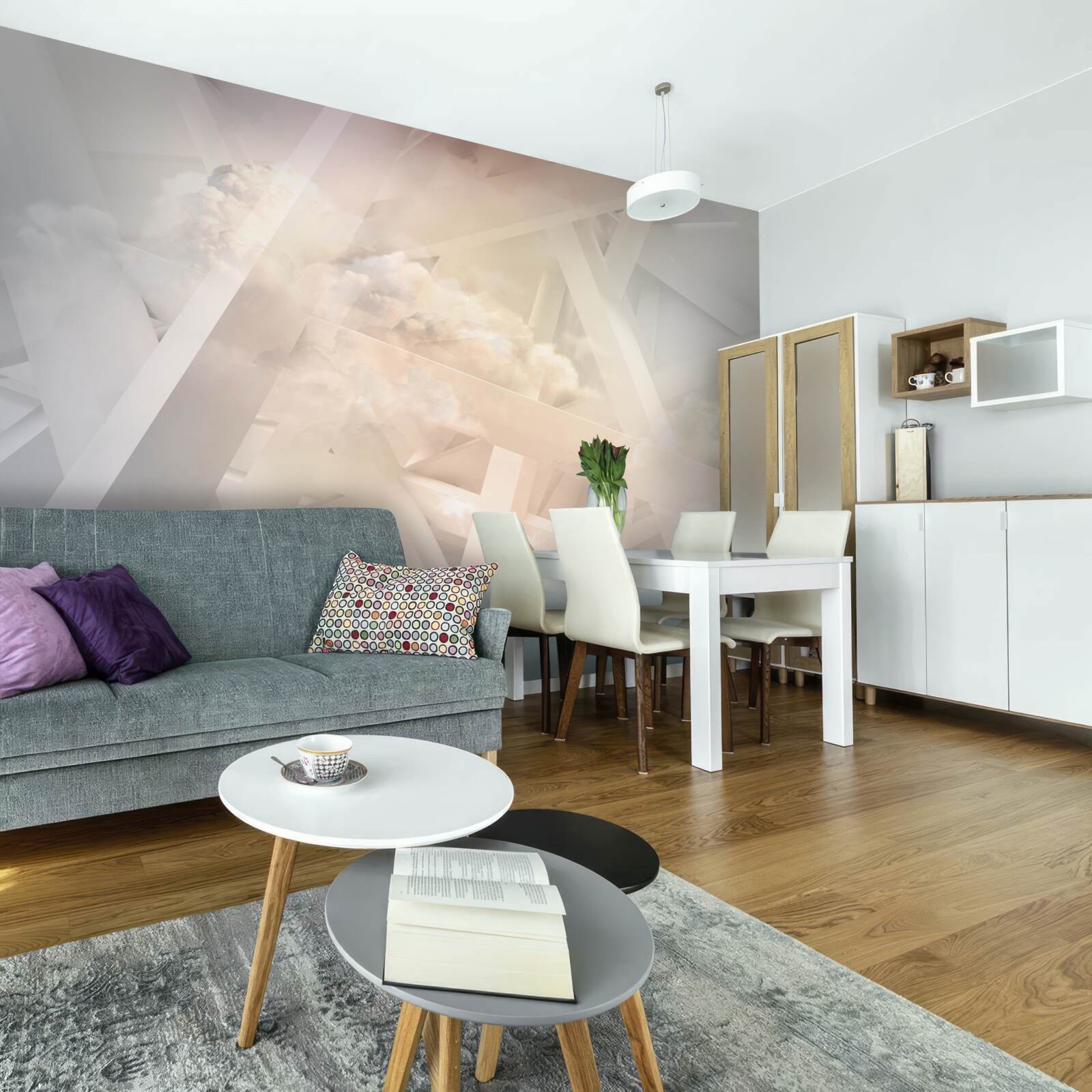 Fotobehang abstracte lichtvormen en lichtwolken