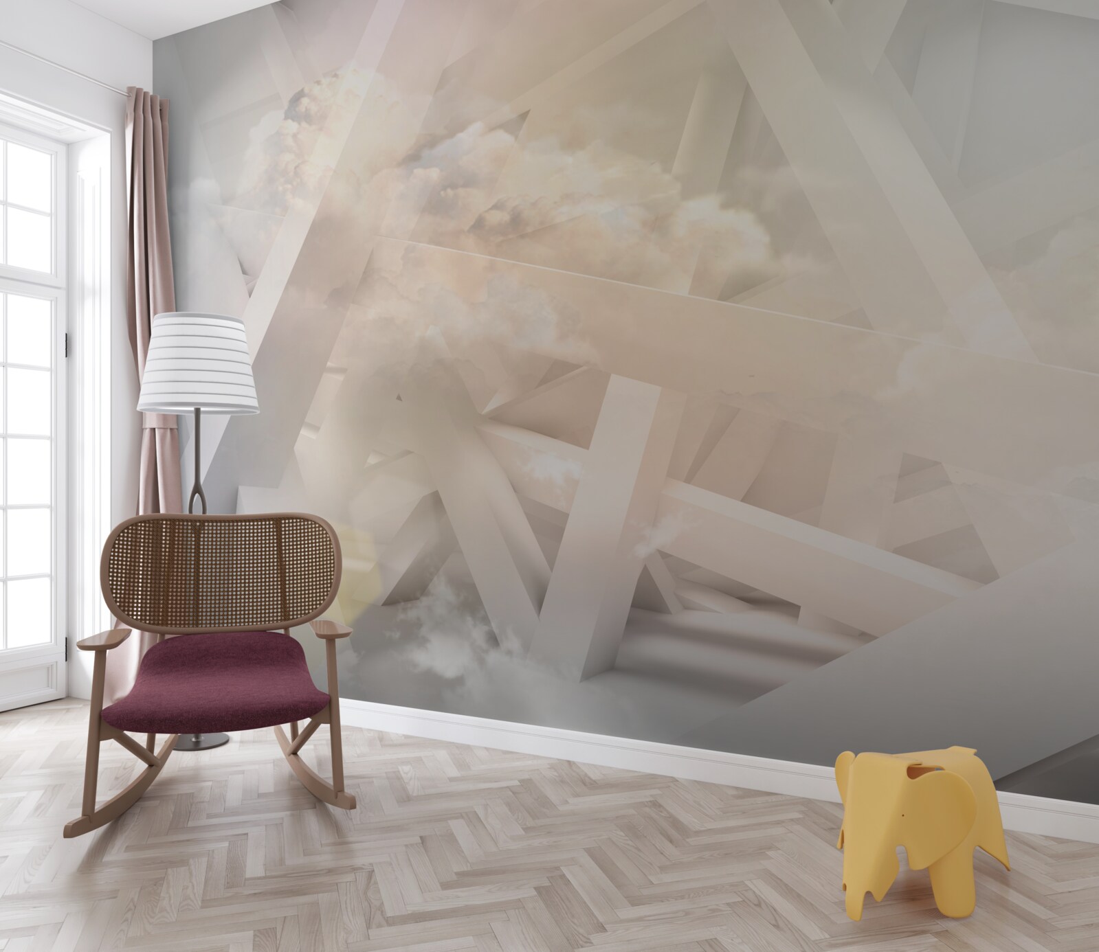 Fotobehang abstracte lichtvormen en lichtwolken