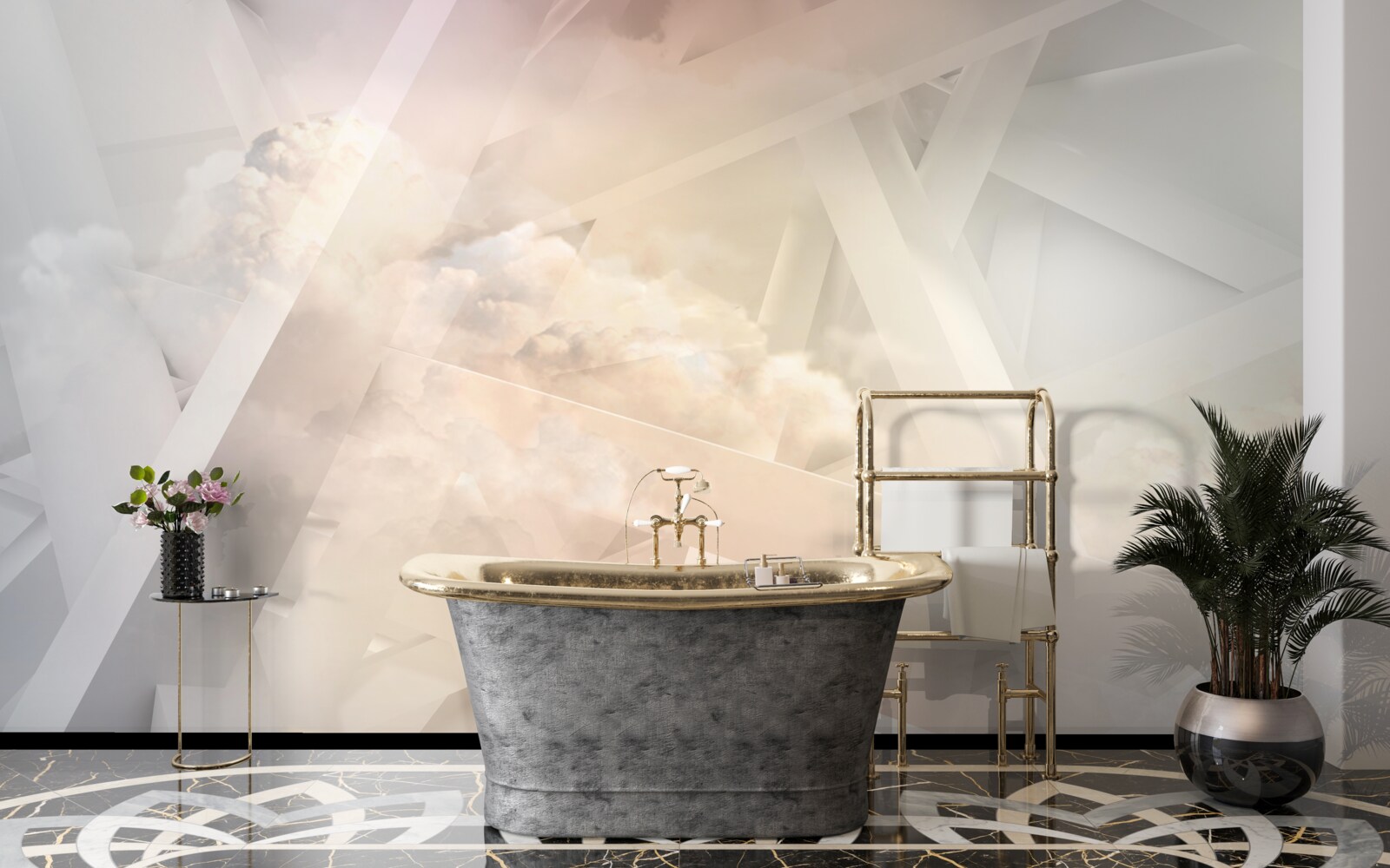 Fotobehang abstracte lichtvormen en lichtwolken