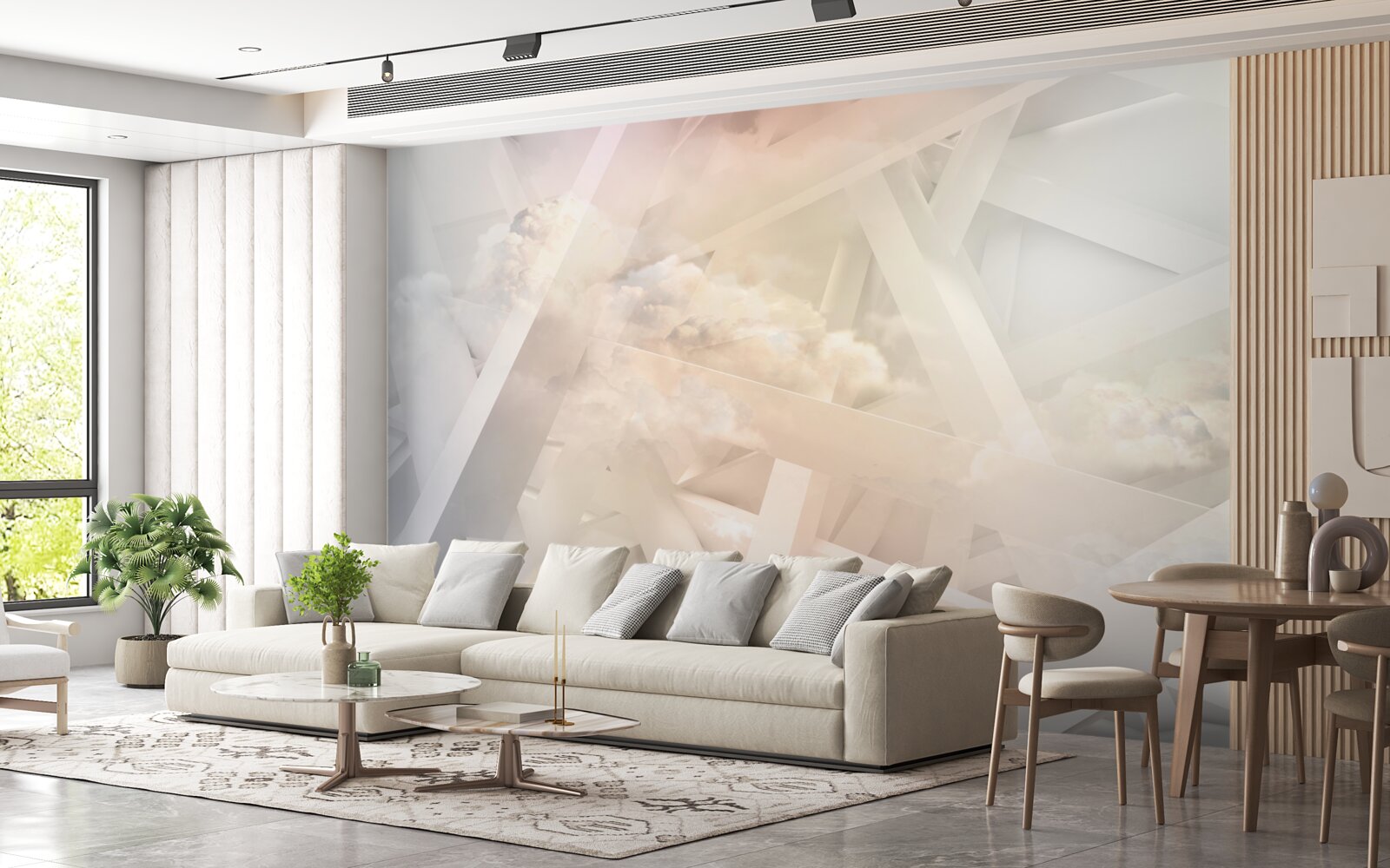 Fotobehang abstracte lichtvormen en lichtwolken