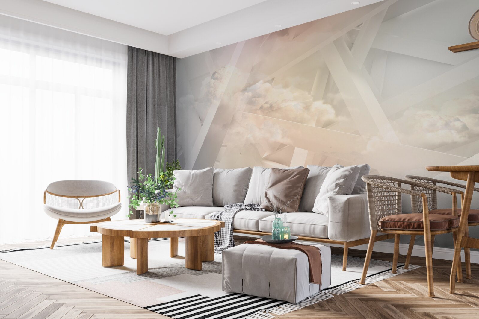 Fotobehang abstracte lichtvormen en lichtwolken