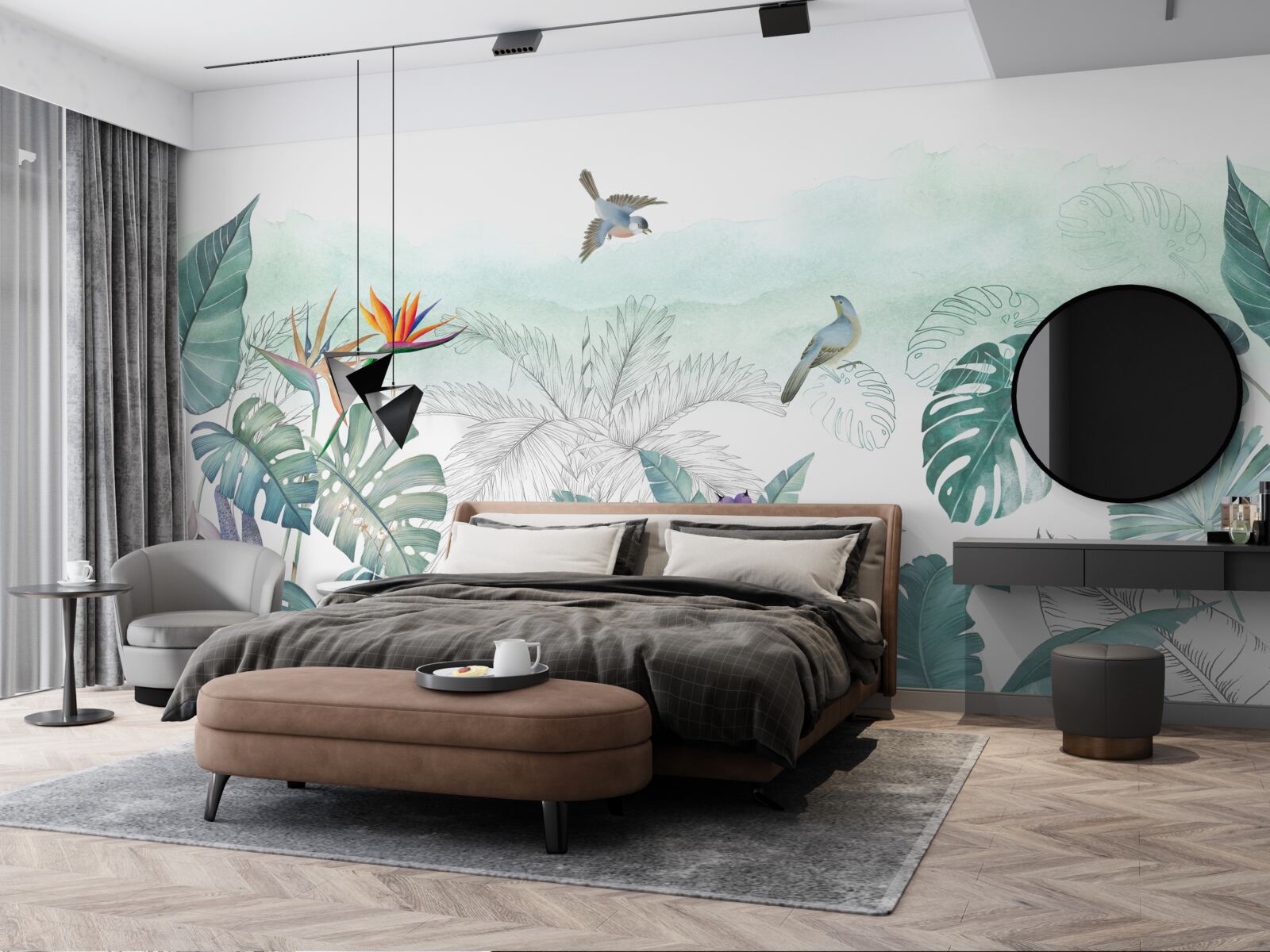 Fotobehang groene bladeren van tropische vegetatie