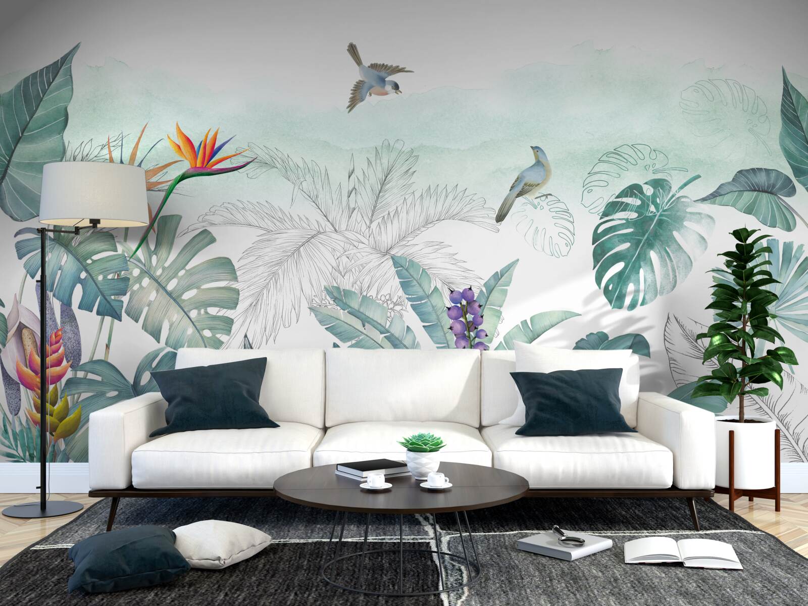 Fotobehang groene bladeren van tropische vegetatie