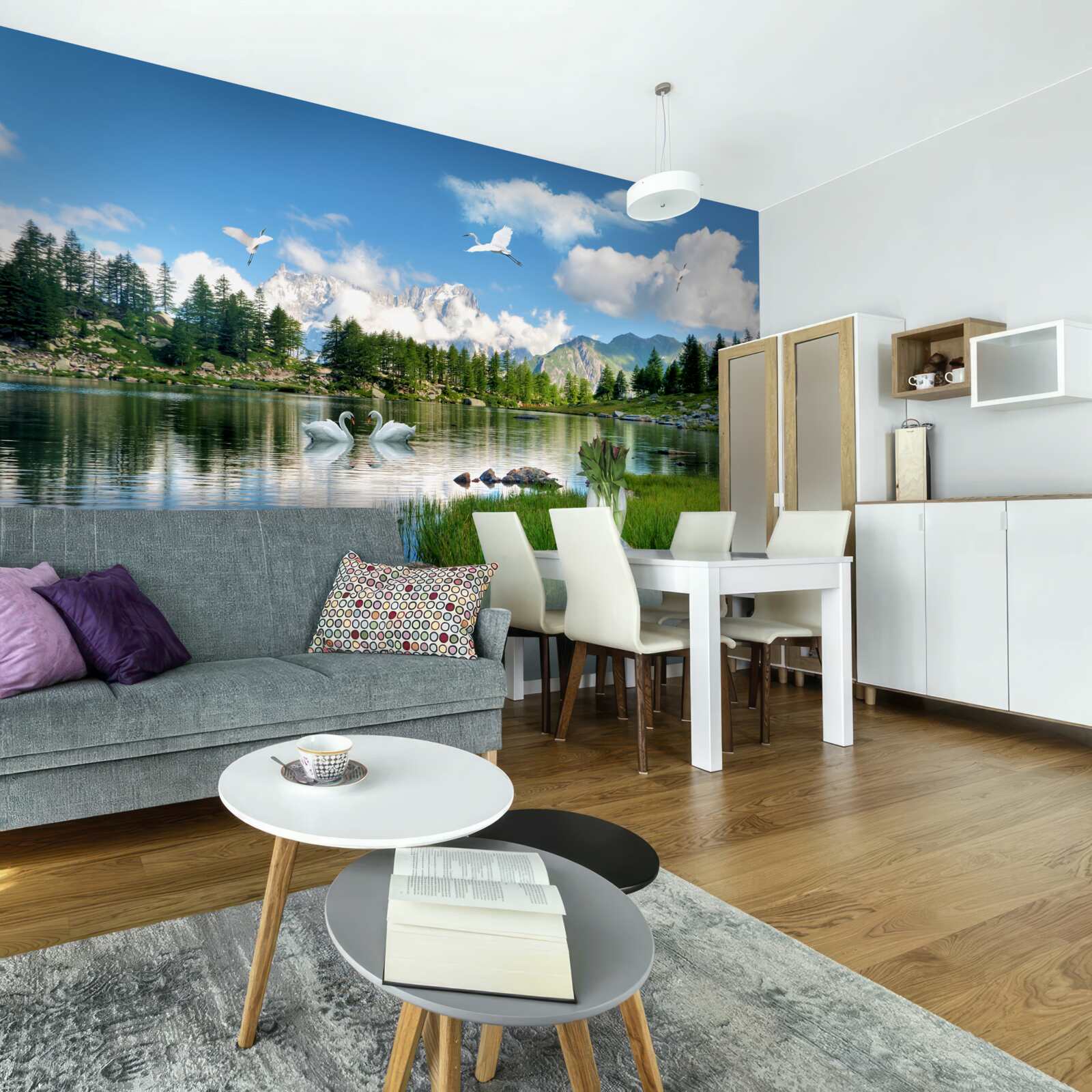 Fotobehang zomerdag kalme meren in de bergen