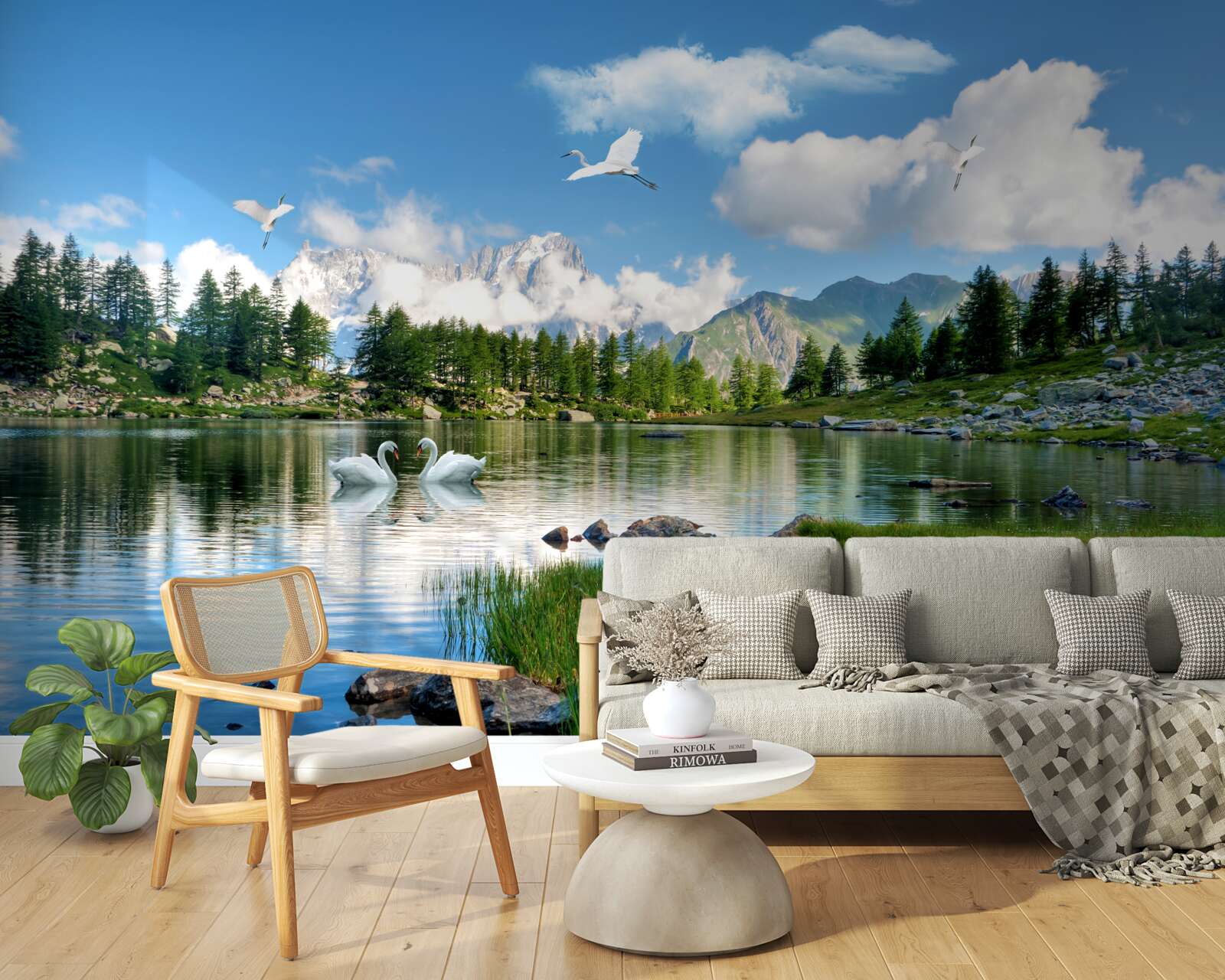 Fotobehang zomerdag kalme meren in de bergen