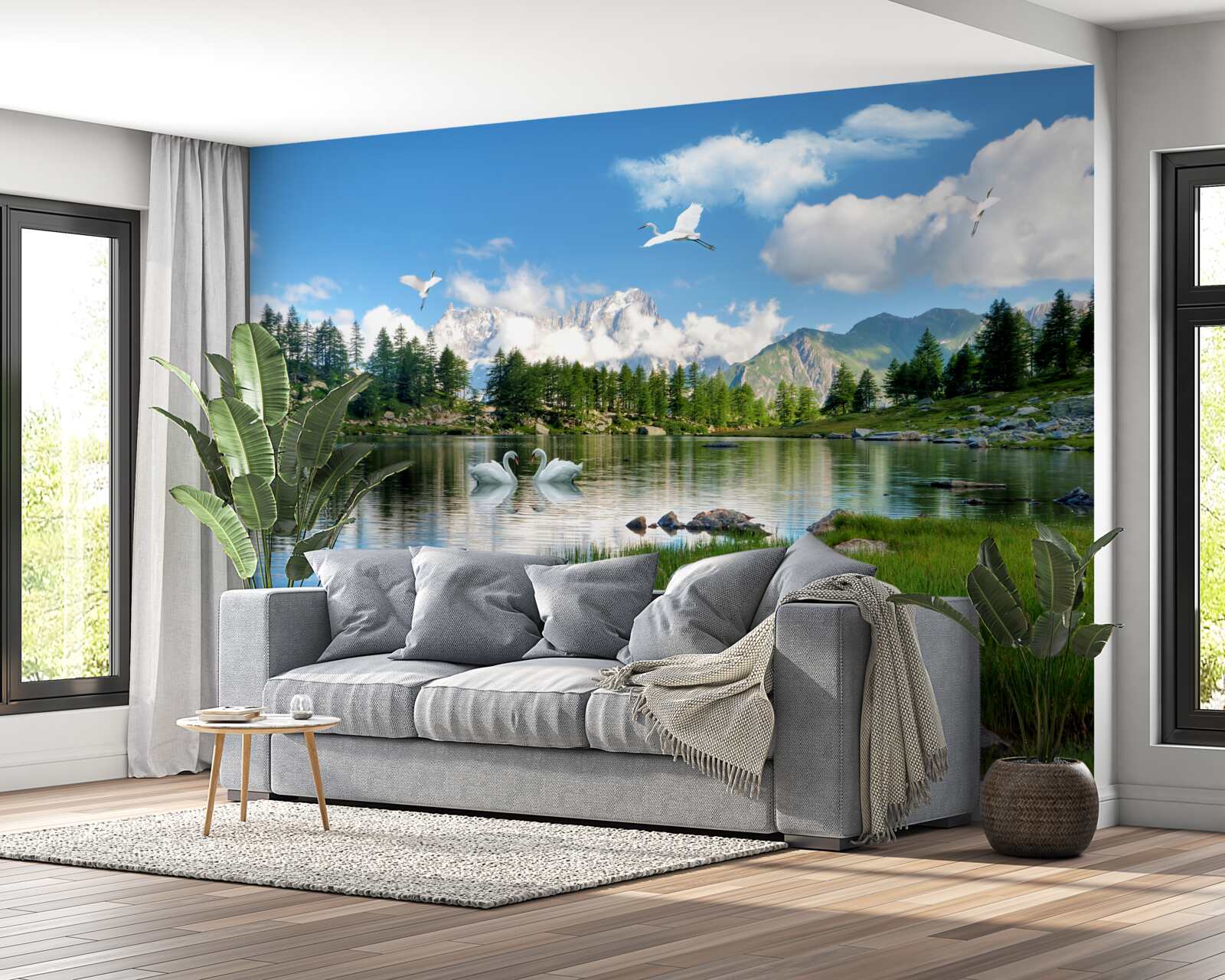 Fotobehang zomerdag kalme meren in de bergen