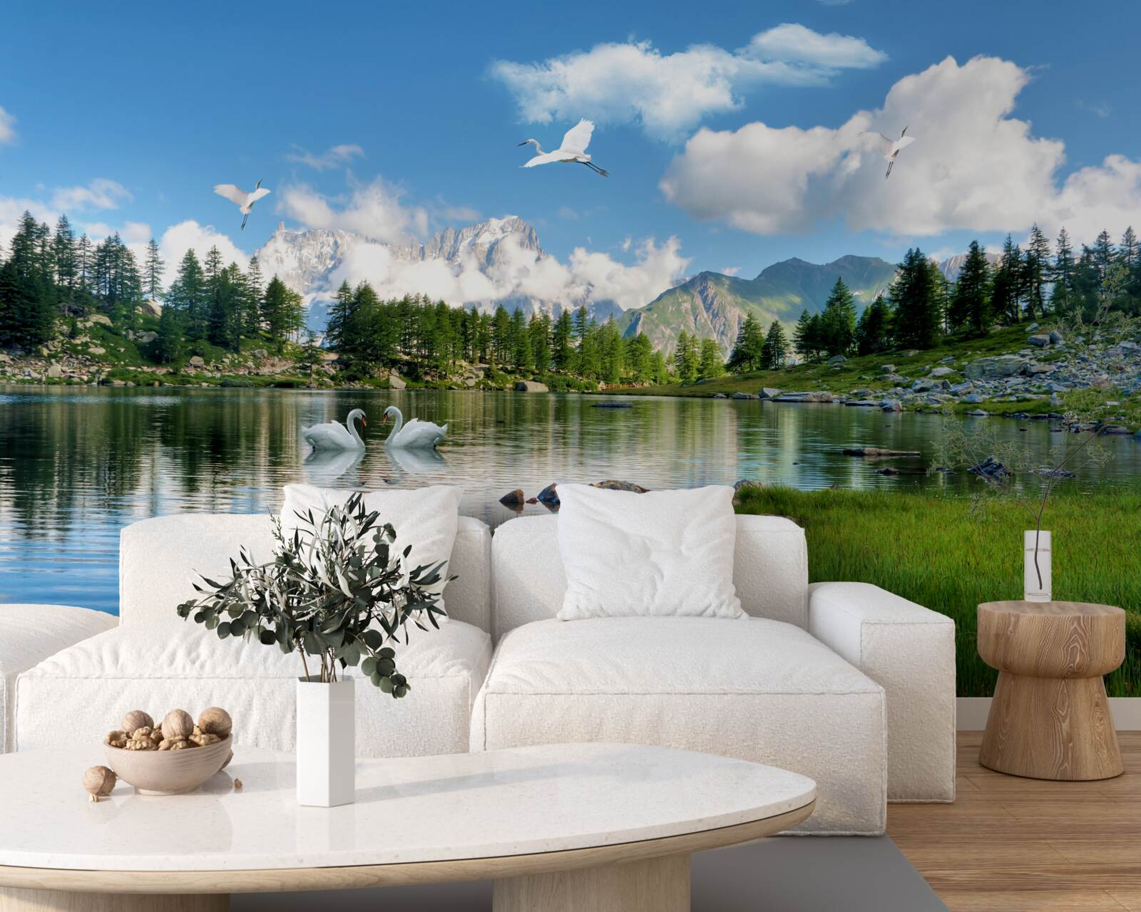 Fotobehang zomerdag kalme meren in de bergen