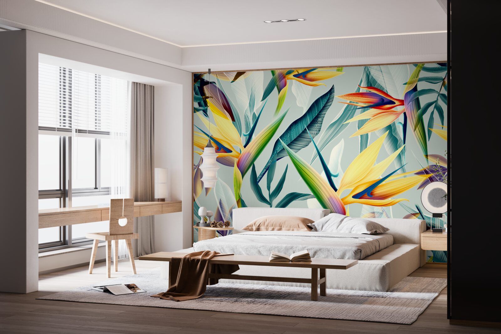 Fotobehang bladeren in verschillende kleuren in een tropisch bos