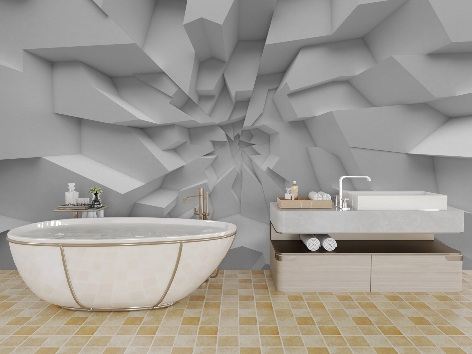 Fotobehang abstracte vormen 3d