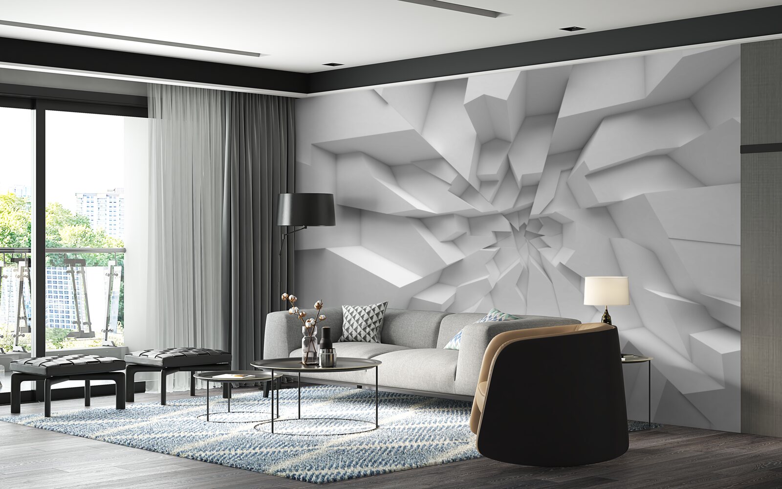 Fotobehang abstracte vormen 3d