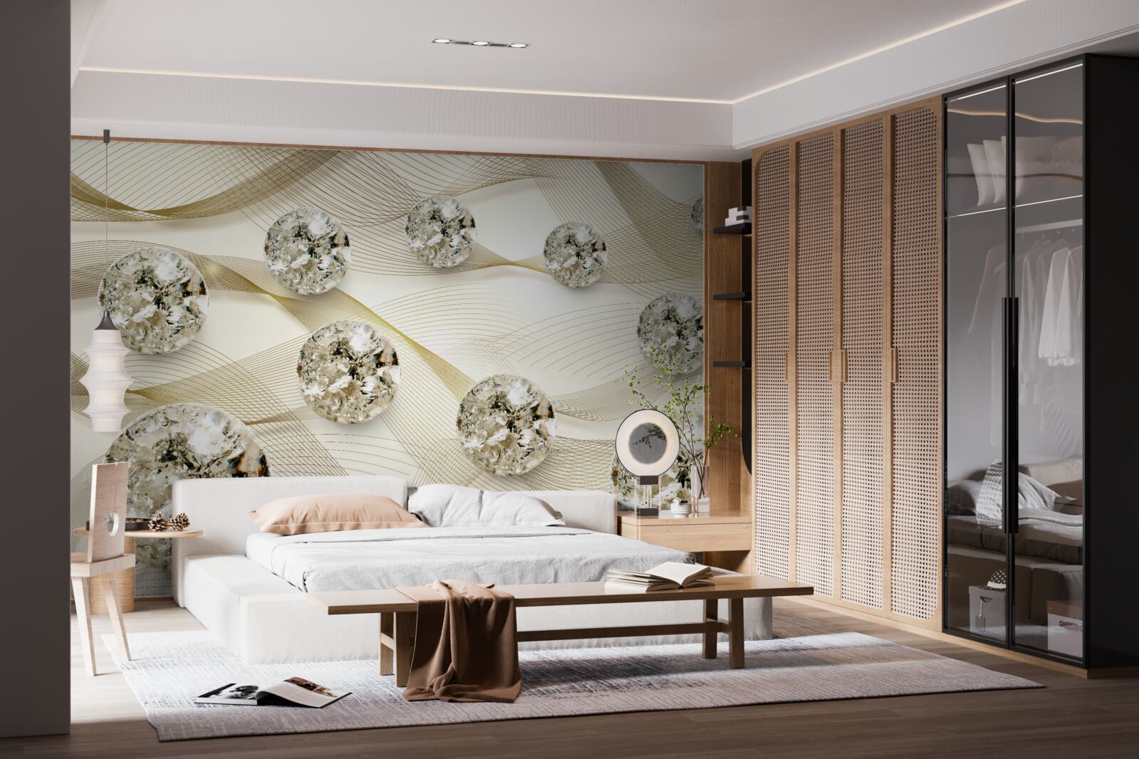 Fotobehang delicate zijden voorwerpen versierd met diamanten