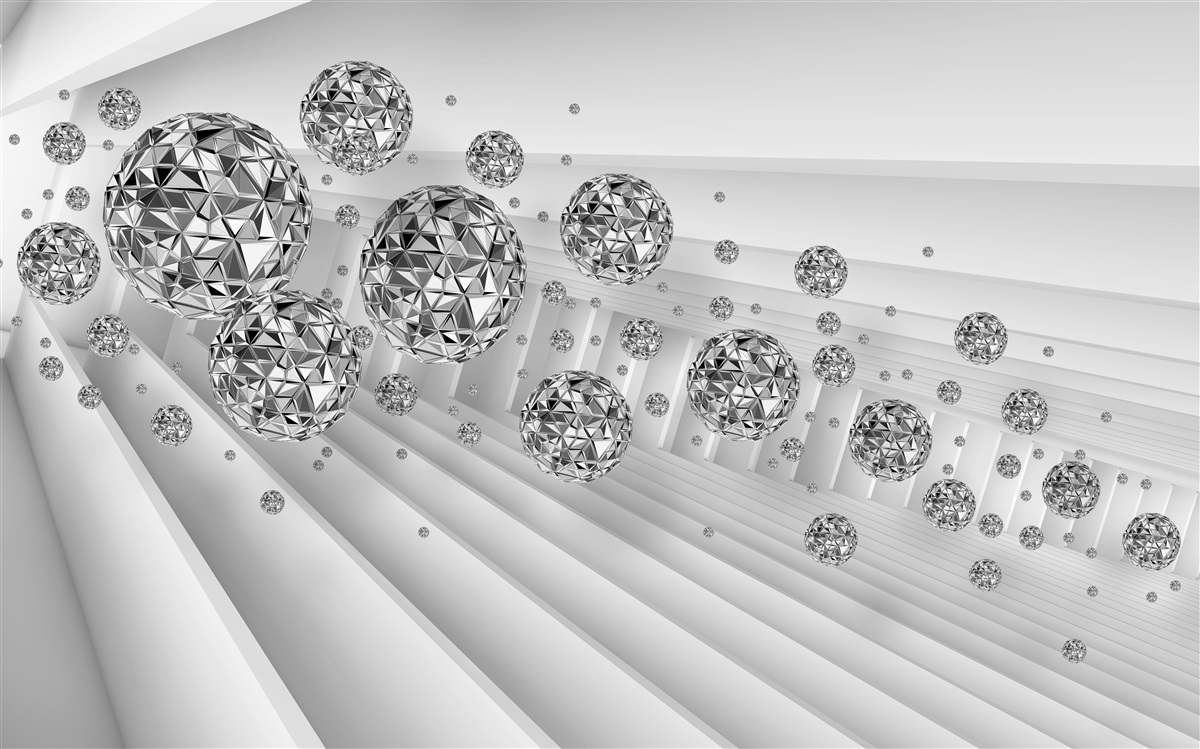 Fotobehang ballen met drijvende diamanten