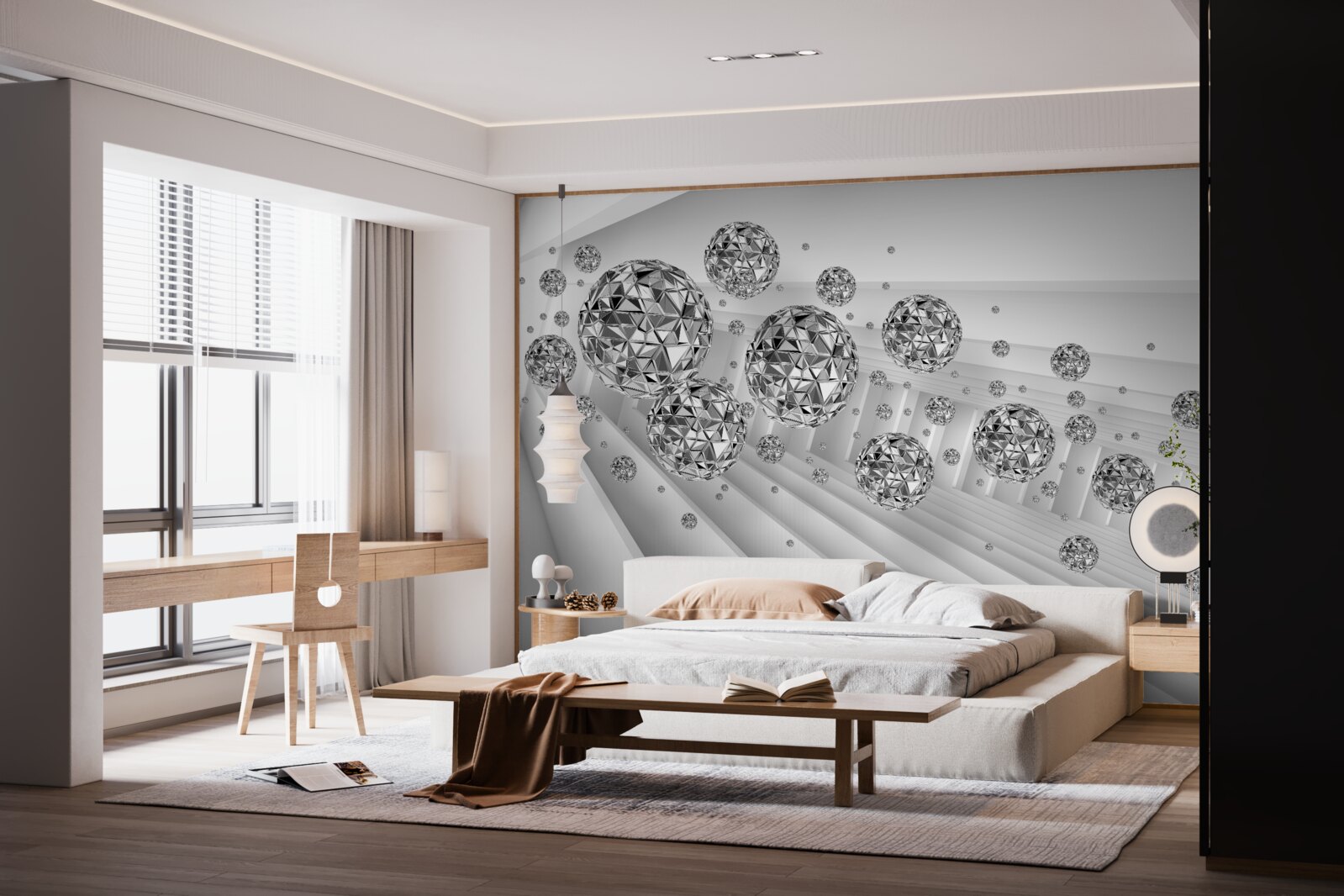 Fotobehang ballen met drijvende diamanten