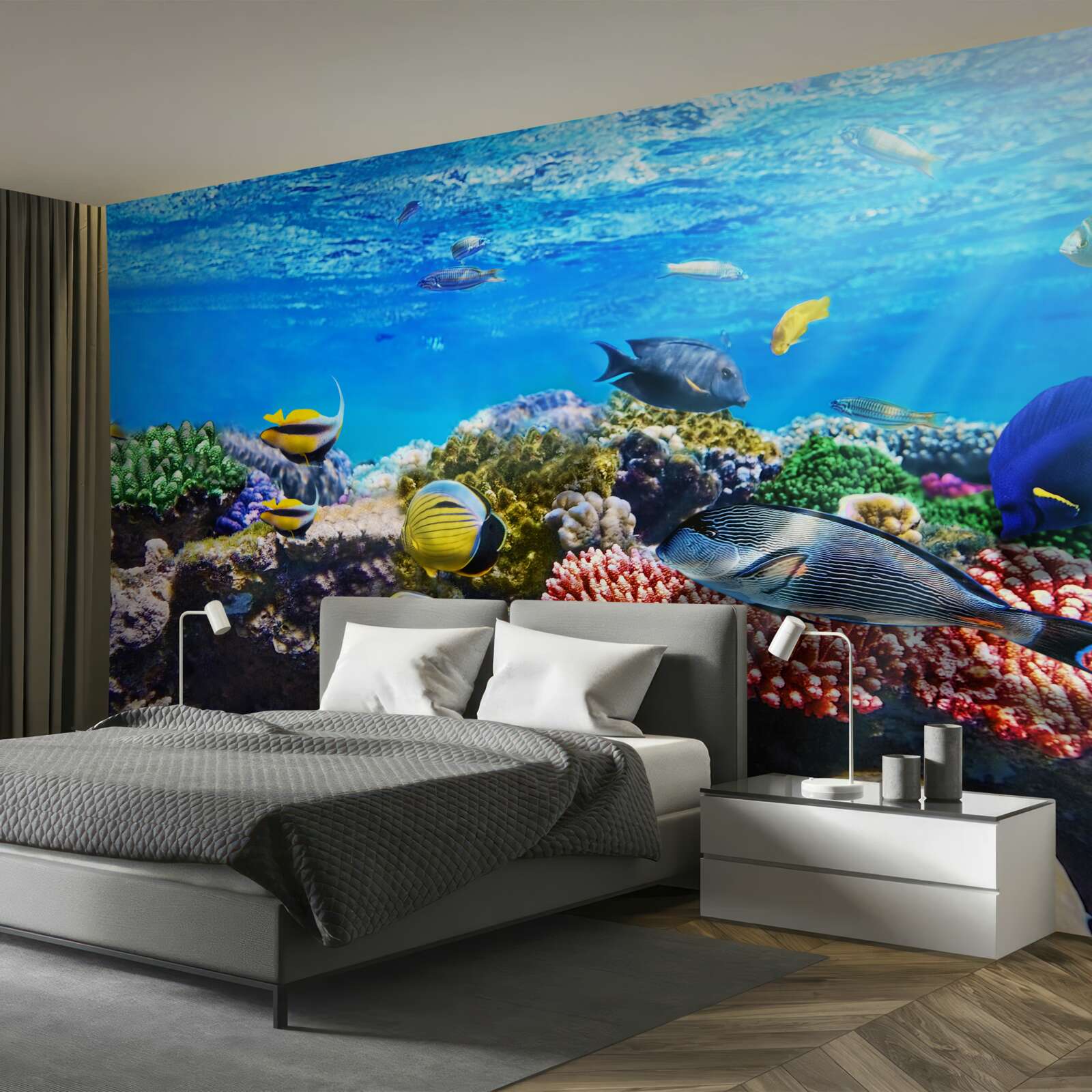 Fotobehang de wondere wereld van vissen onder water