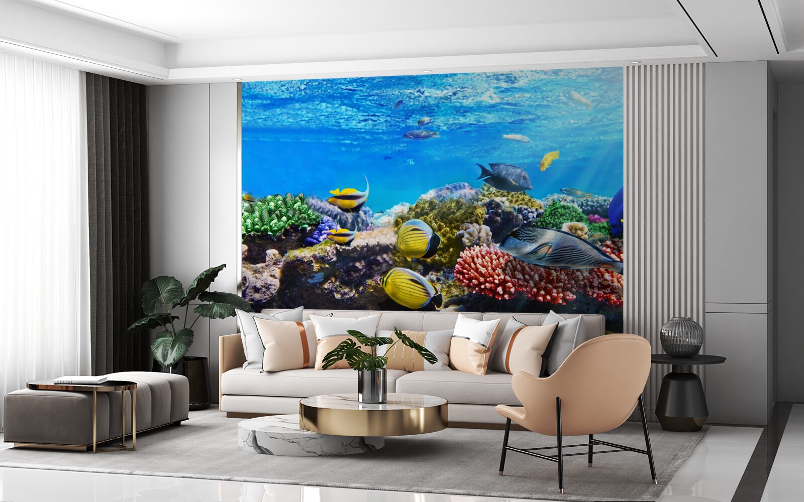 Fotobehang de wondere wereld van vissen onder water