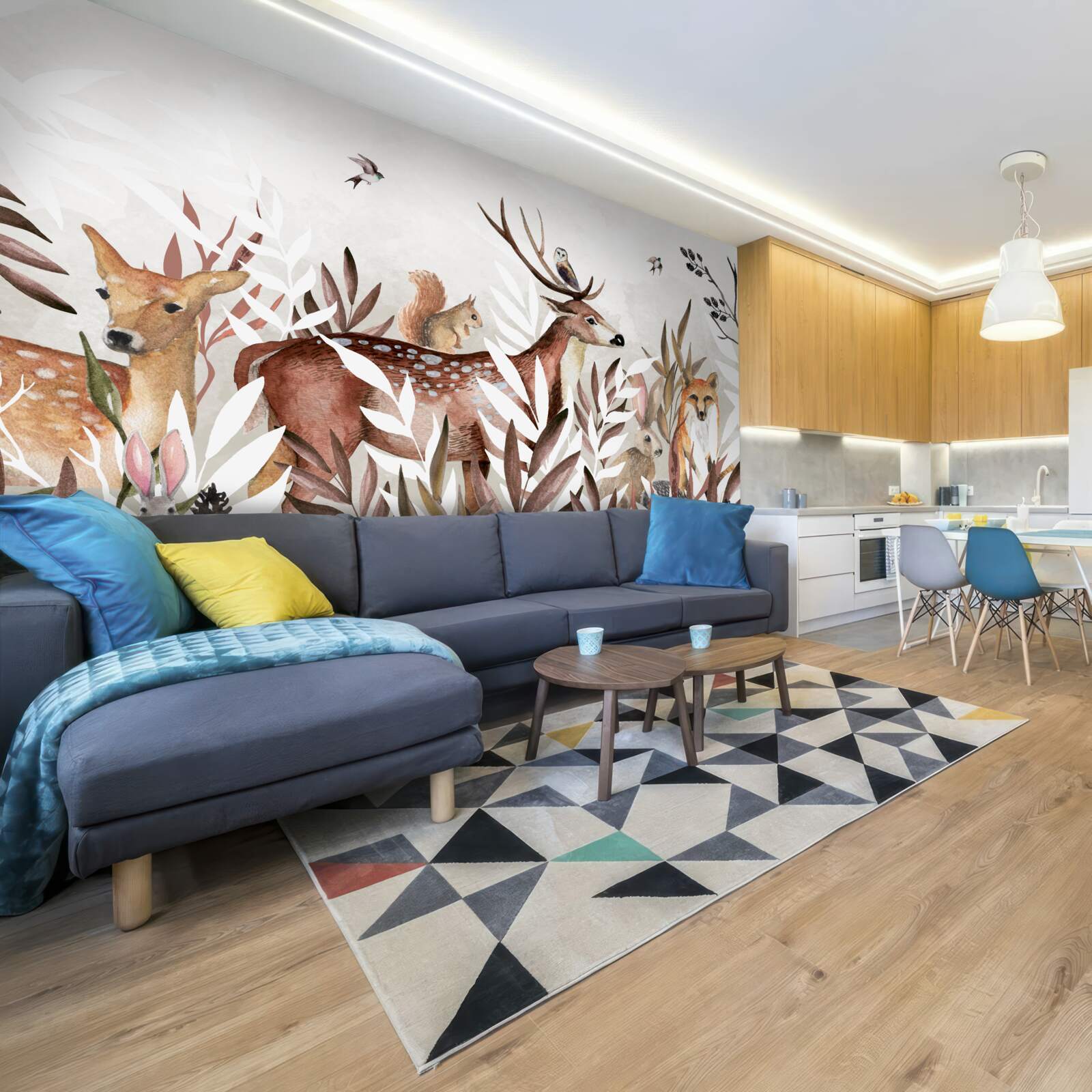 Fotobehang bosbewoners en planten