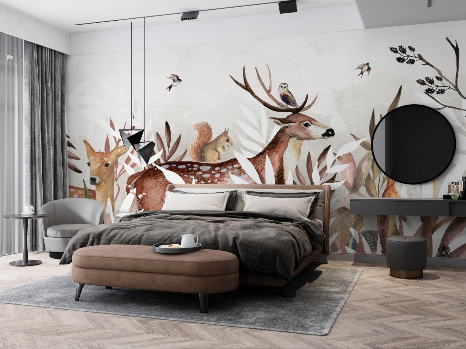 Fotobehang bosbewoners en planten