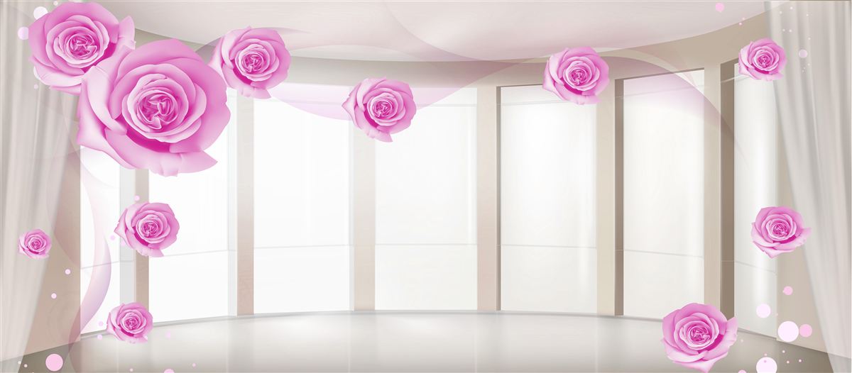 Fotobehang roze rozen bloeiden op het ruime balkon