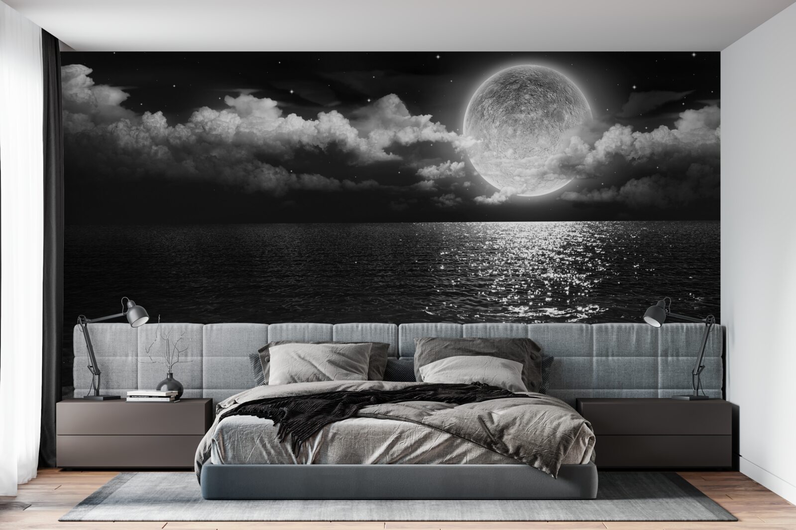 Fotobehang kalme kust bij nacht