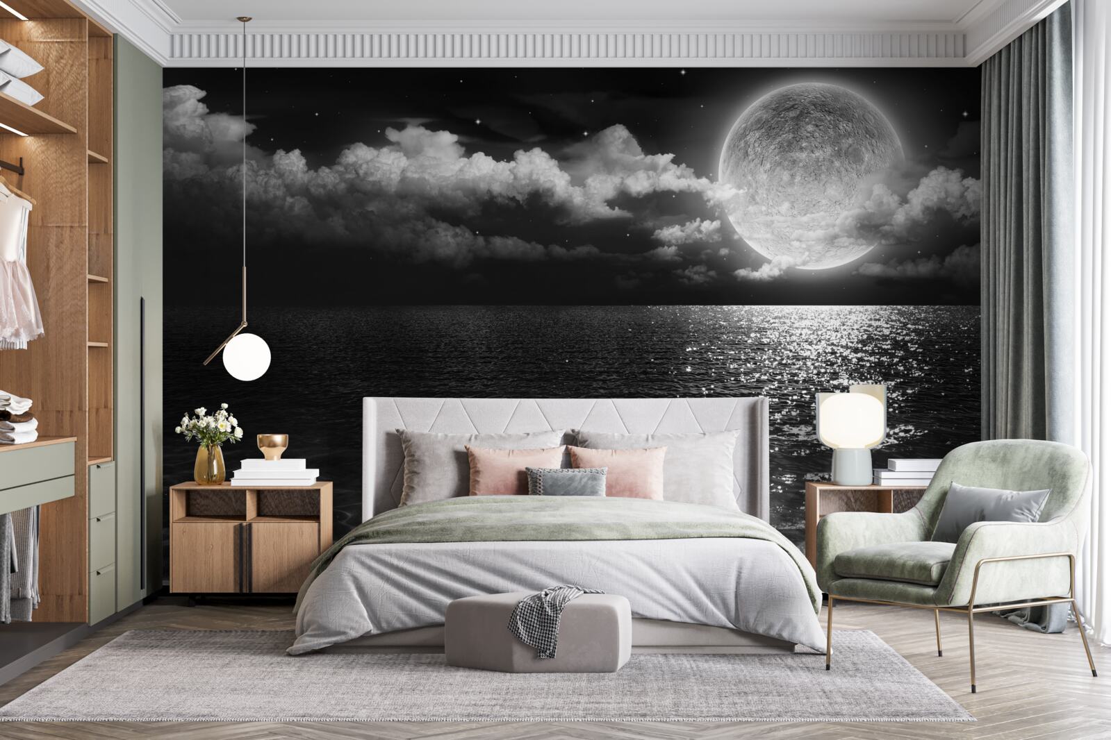 Fotobehang kalme kust bij nacht