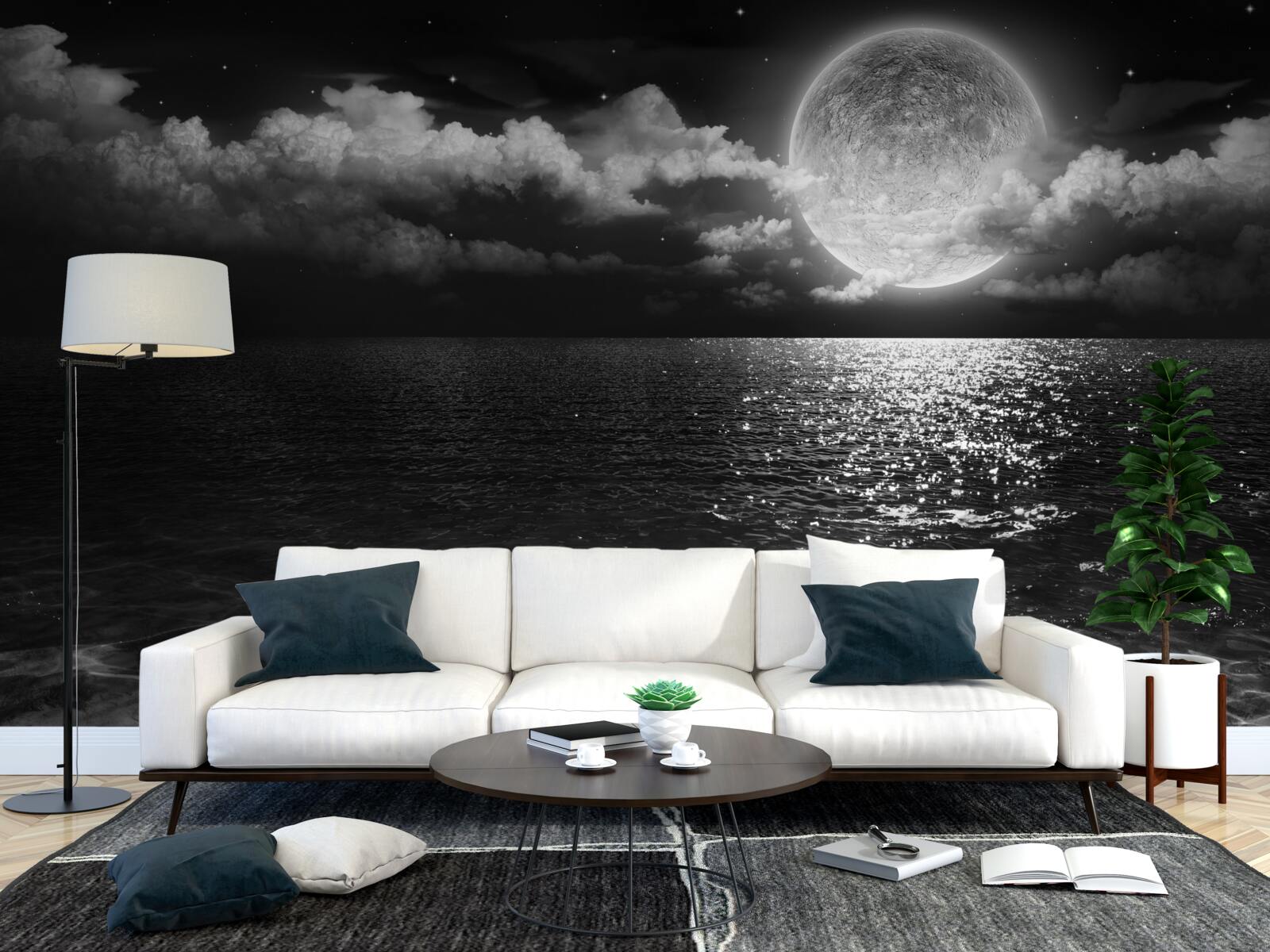 Fotobehang kalme kust bij nacht