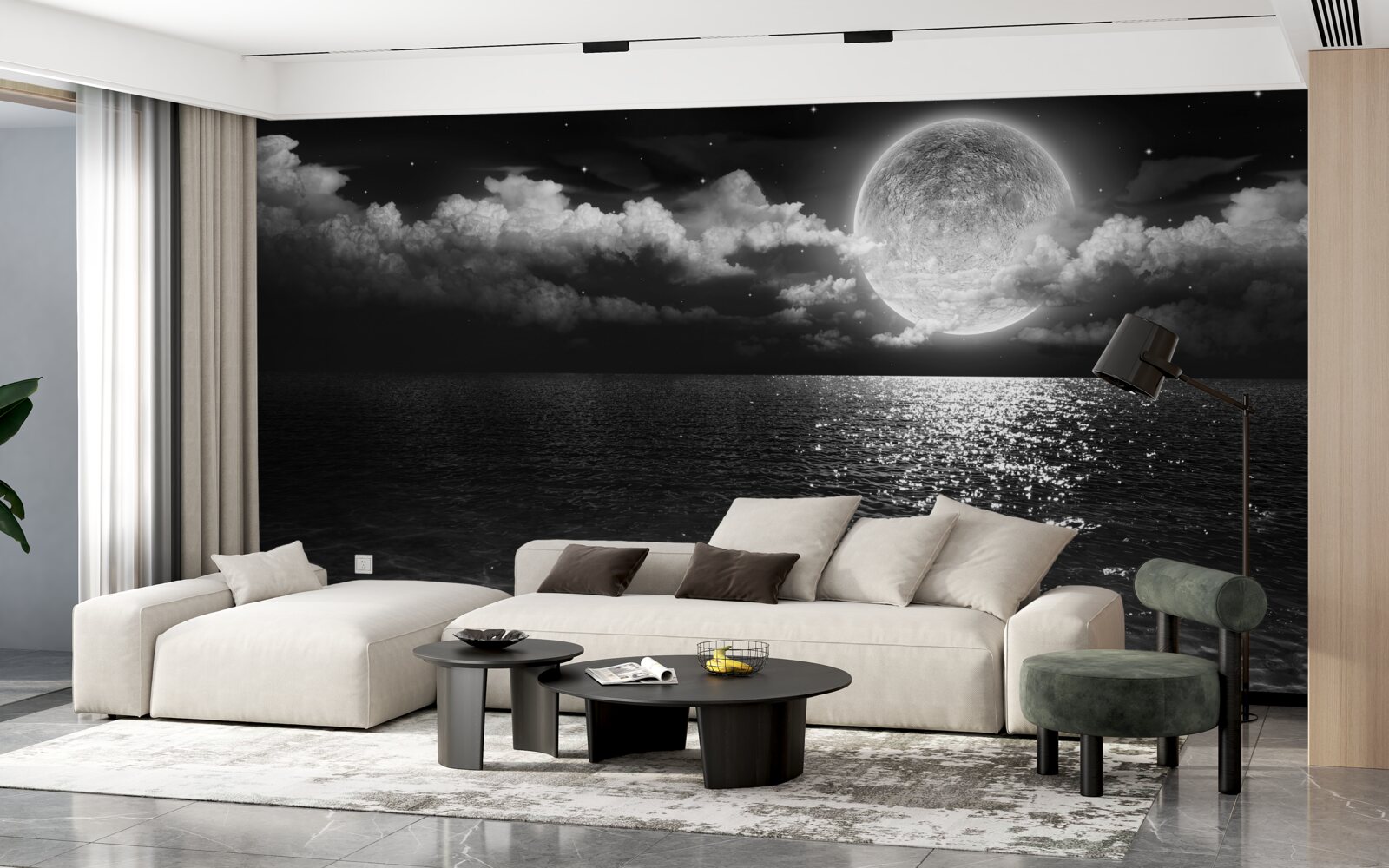 Fotobehang kalme kust bij nacht