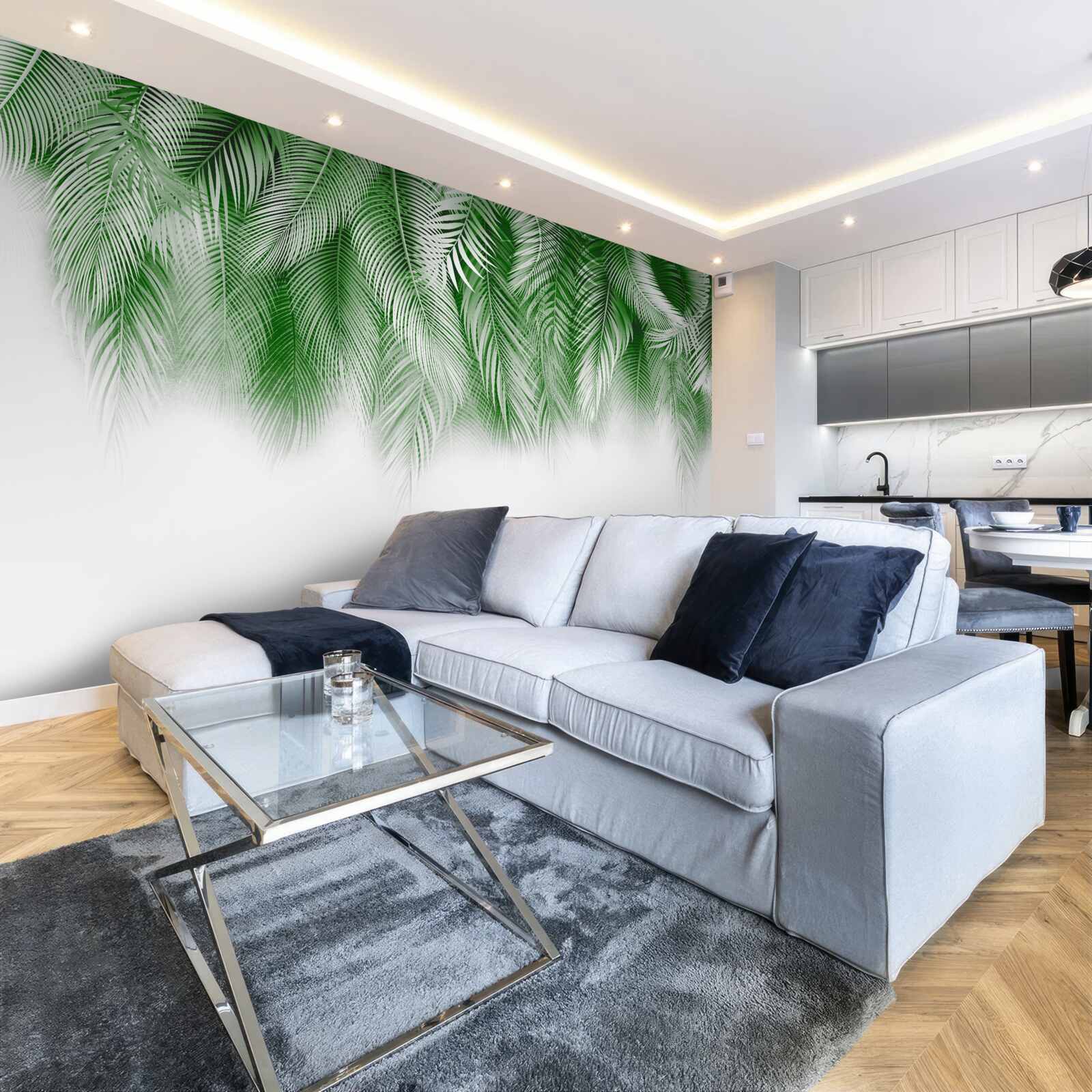 Fotobehang lichtgroene varenbladeren