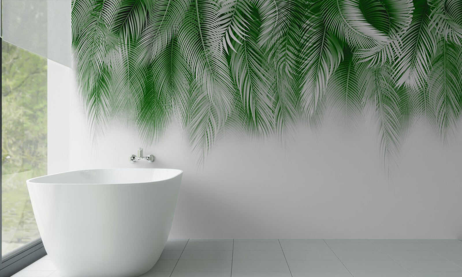 Fotobehang lichtgroene varenbladeren