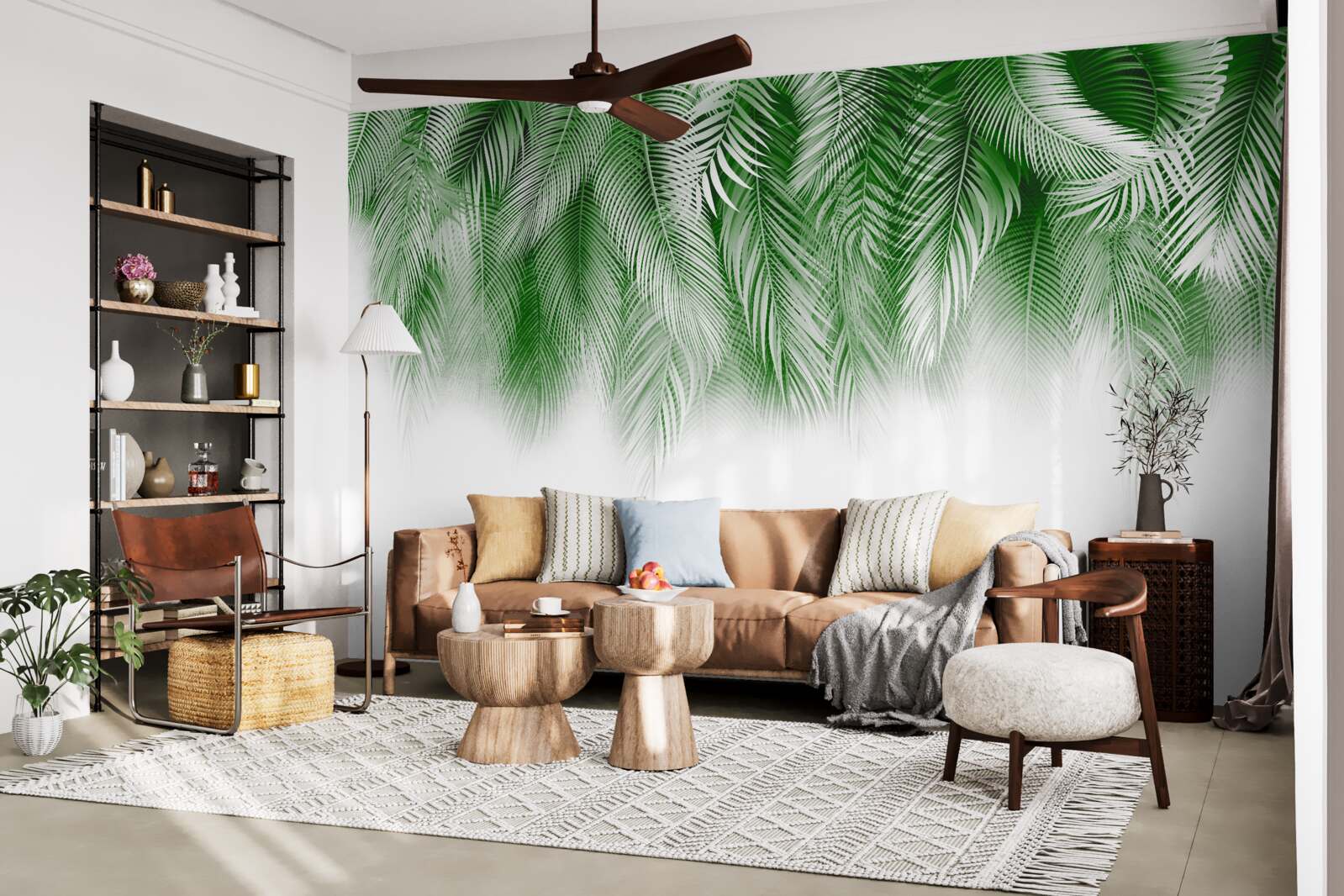 Fotobehang lichtgroene varenbladeren