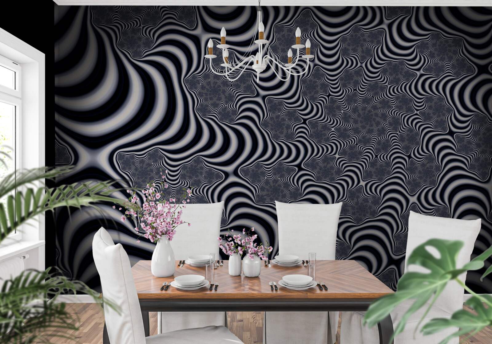 Fotobehang buizen met riemen die zich over een afstand uitstrekken