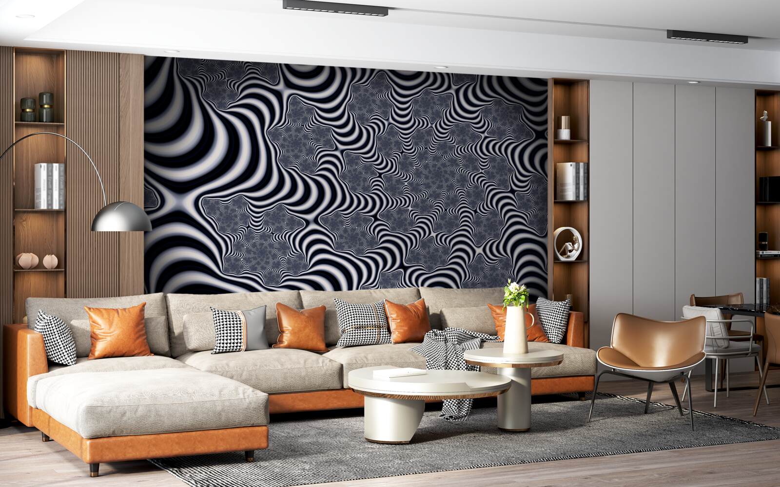 Fotobehang buizen met riemen die zich over een afstand uitstrekken