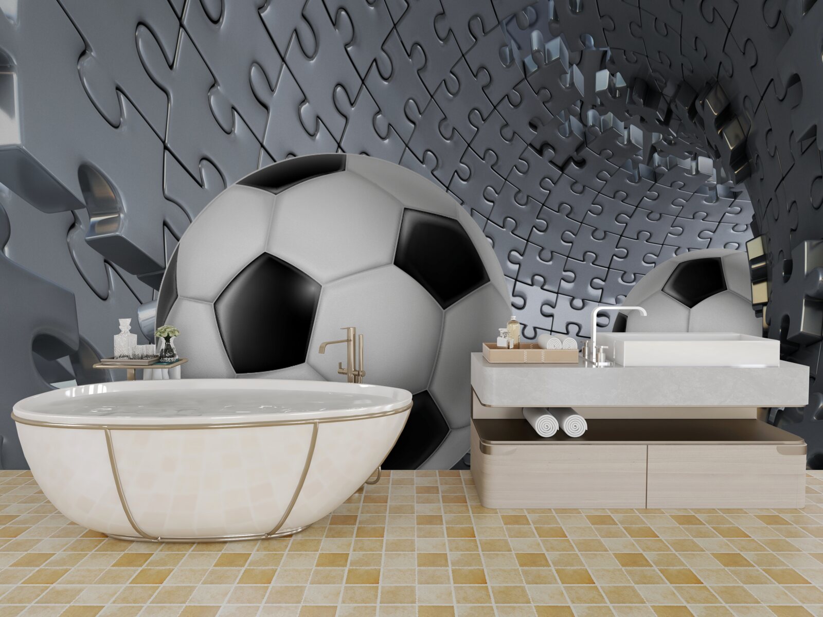 Fotobehang ballen en puzzels