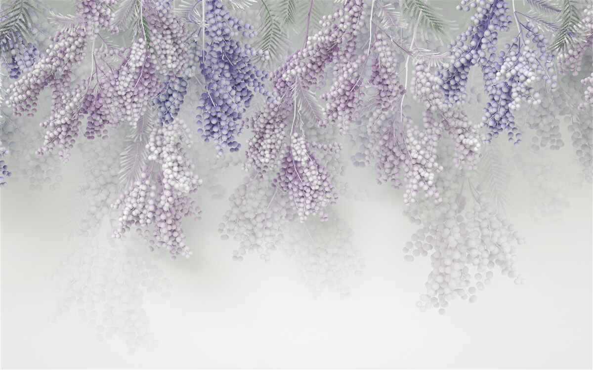 Fotobehang dunne scheuten met overvloedig gebladerte