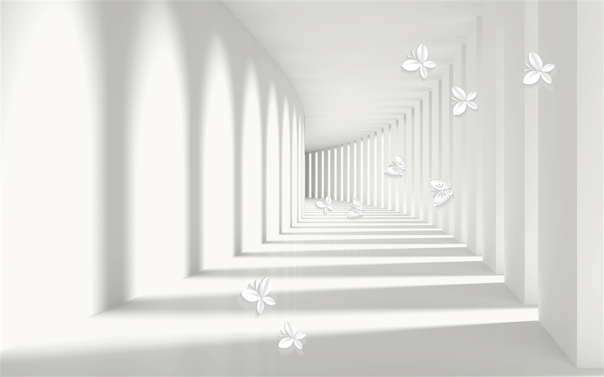 Fotobehang een gang die zich in het oneindige terugtrekt