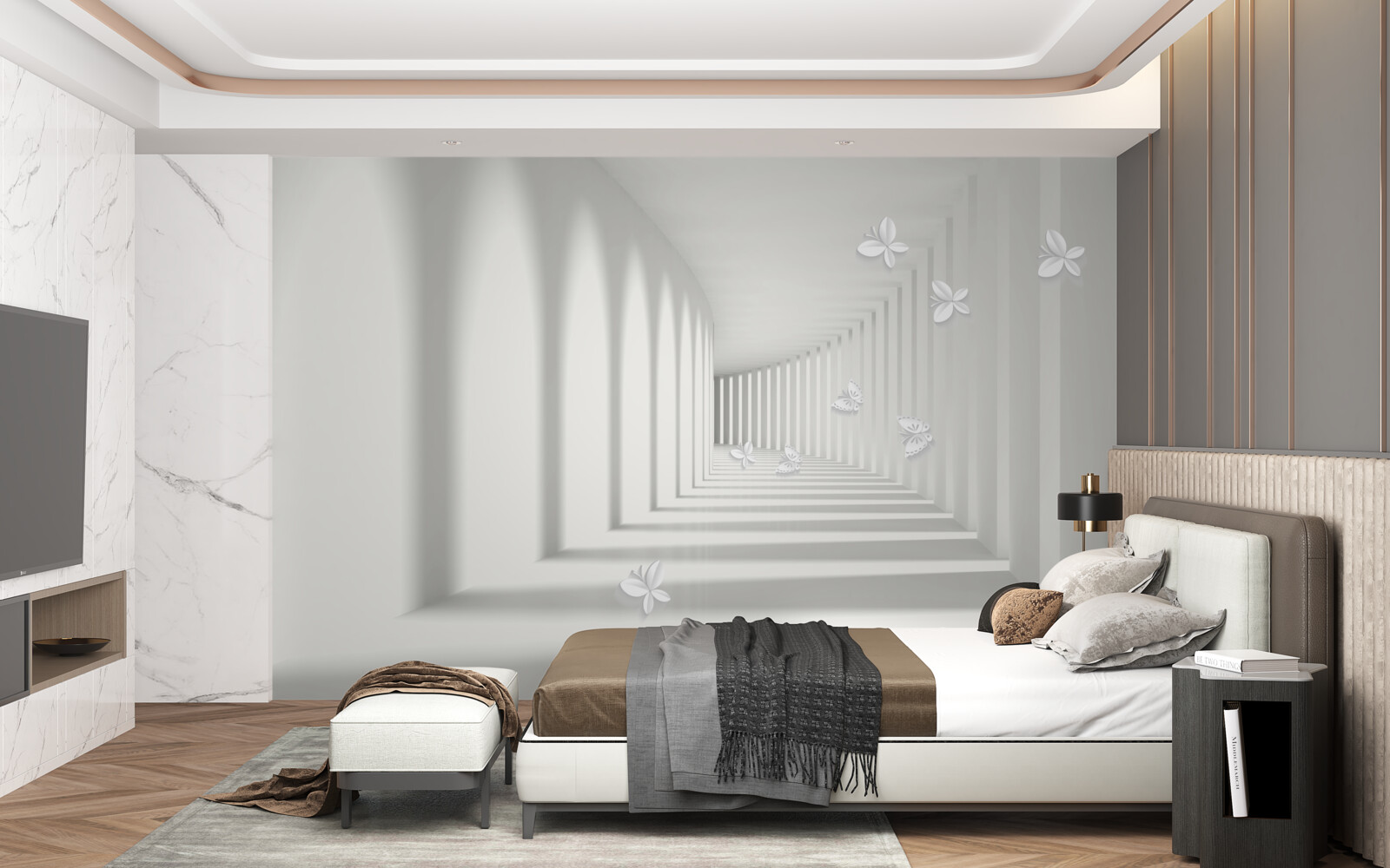 Fotobehang een gang die zich in het oneindige terugtrekt