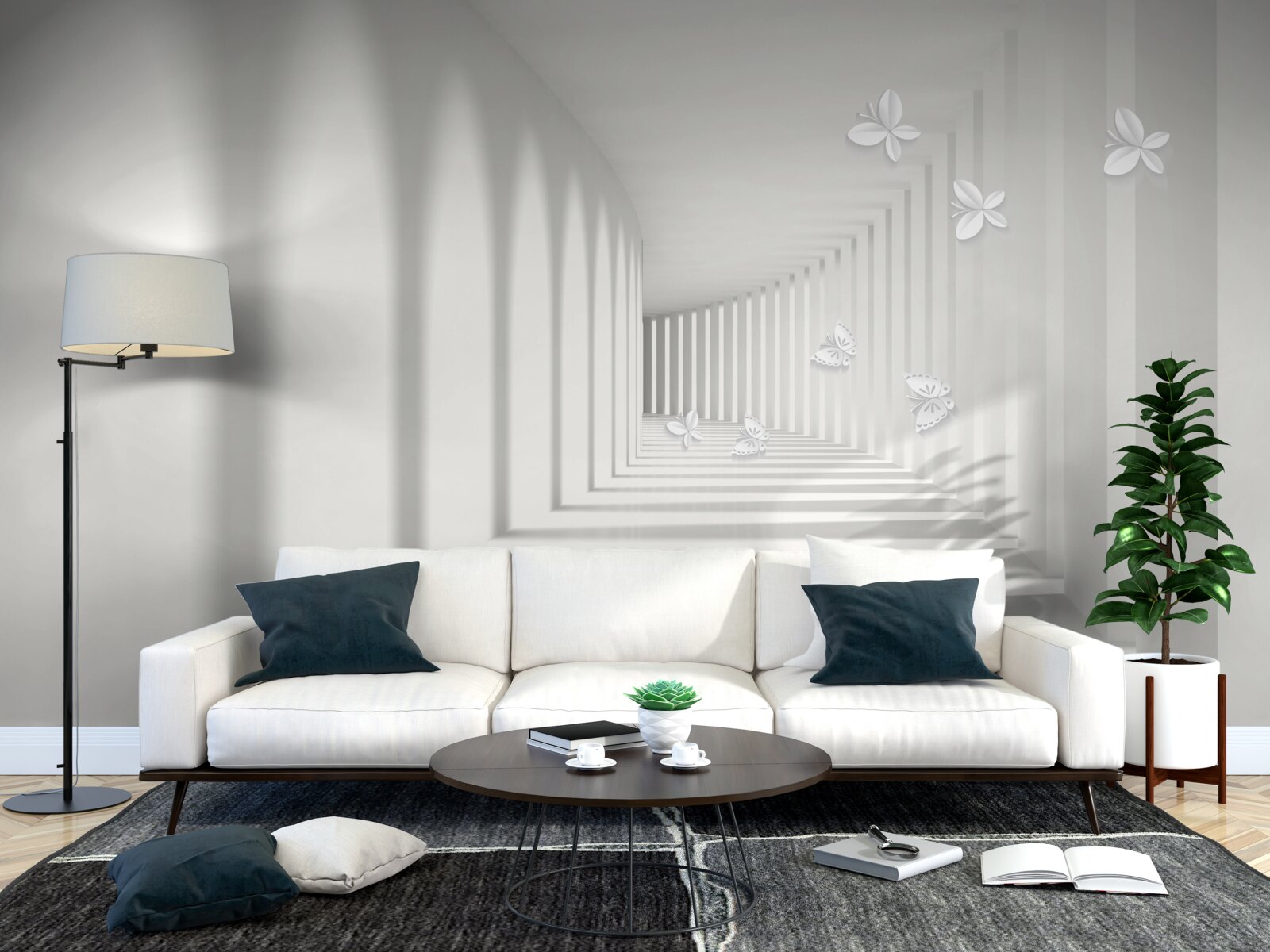 Fotobehang een gang die zich in het oneindige terugtrekt